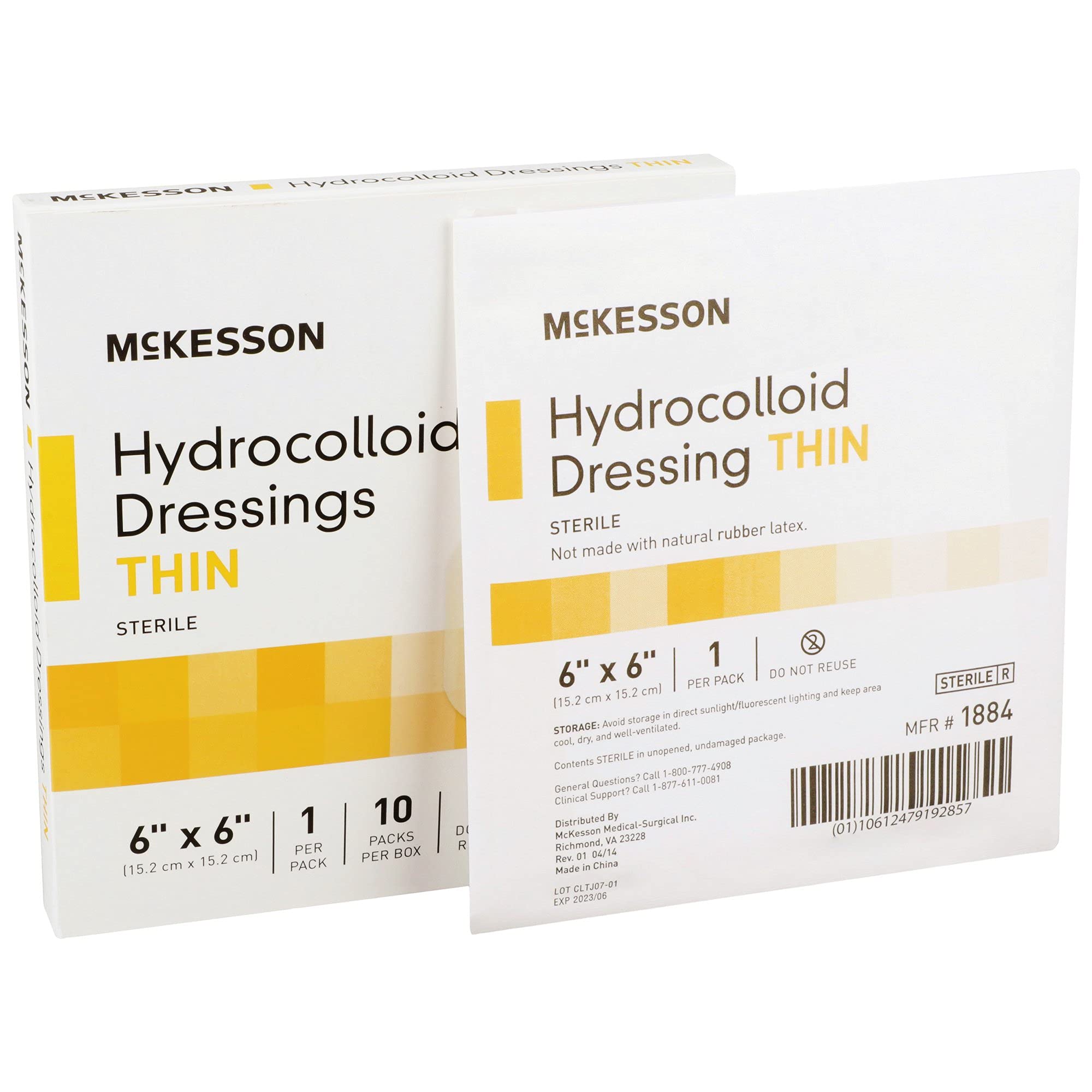 McKesson Hydrocolloid Dressing, Sterile, Thin, 6 in x 6 in, 10 Count, 20 Packs, 200 Total