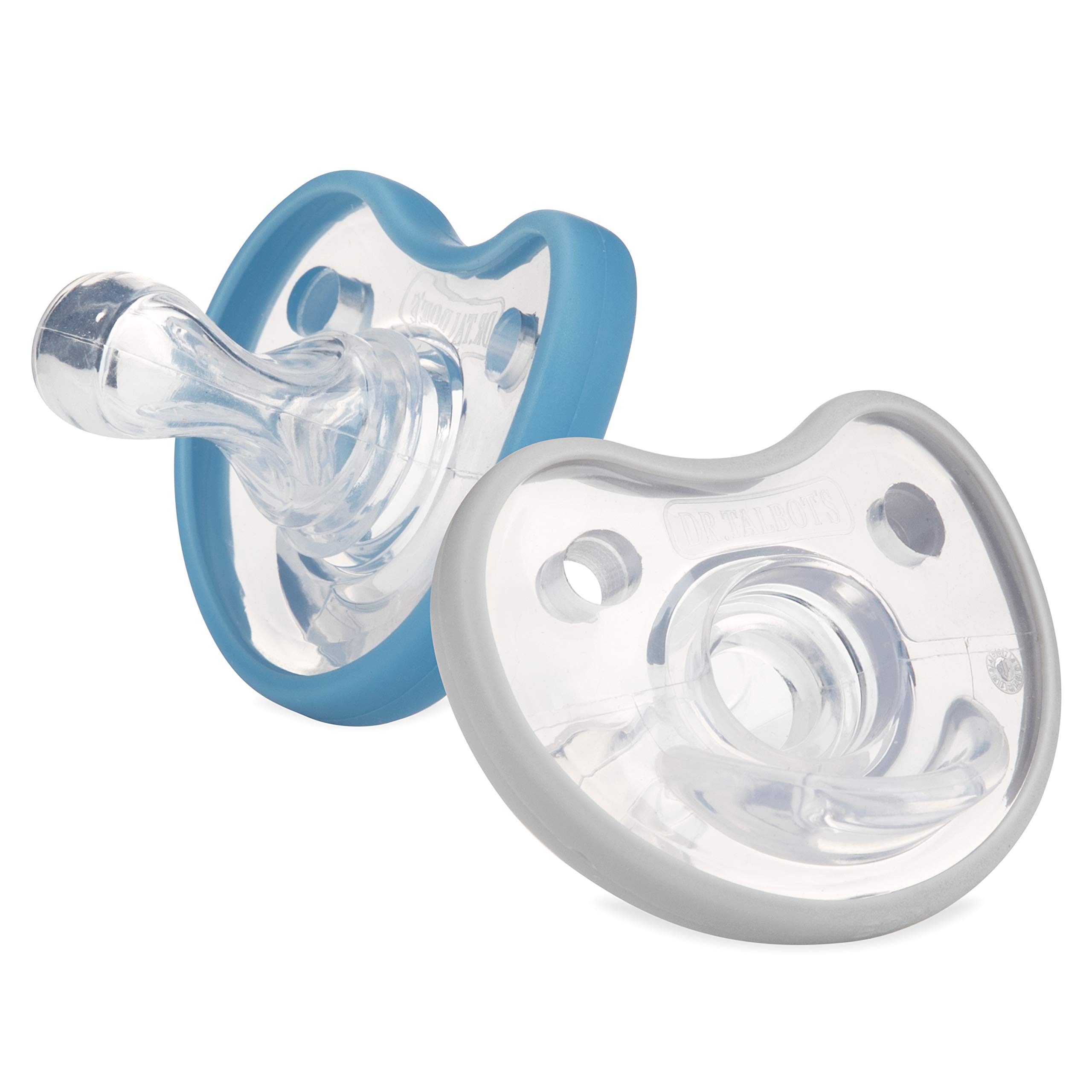 Dr. Talbot'sSoft-Flex Orthodontic Pacifiers 6-12 Months, Blue/Gray, 2 Pack