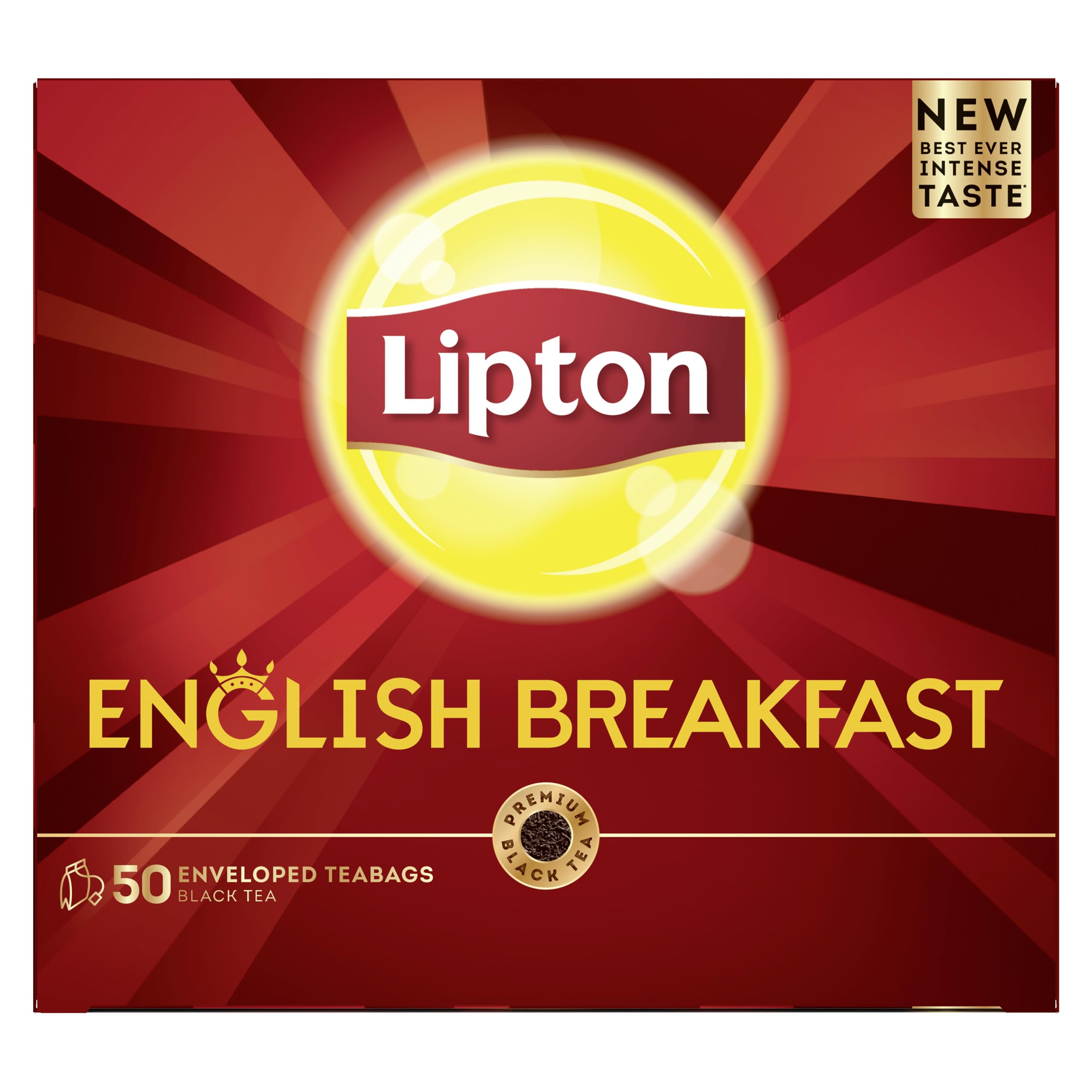 Lipton English Breakfast Tea, 50 Lipton Tea Bags, New Best Ever Intense Taste Black Tea, Rich Intense Taste Tea