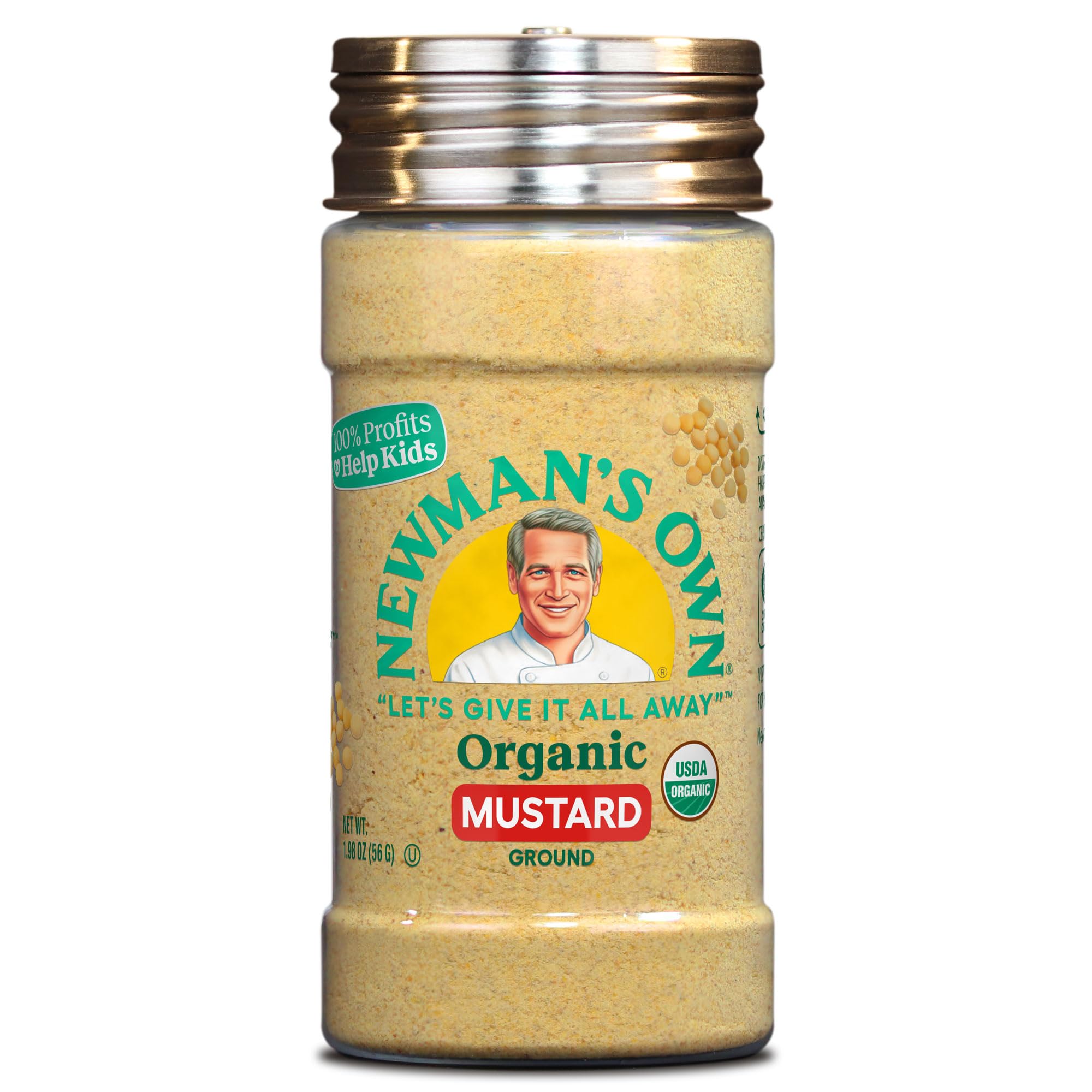 Newman's Own Organic Ground Mustard; Great on Marinades and Dressings; USDA Certified Organic, Non-GMO, Kosher, 1.98 Oz. Bottle