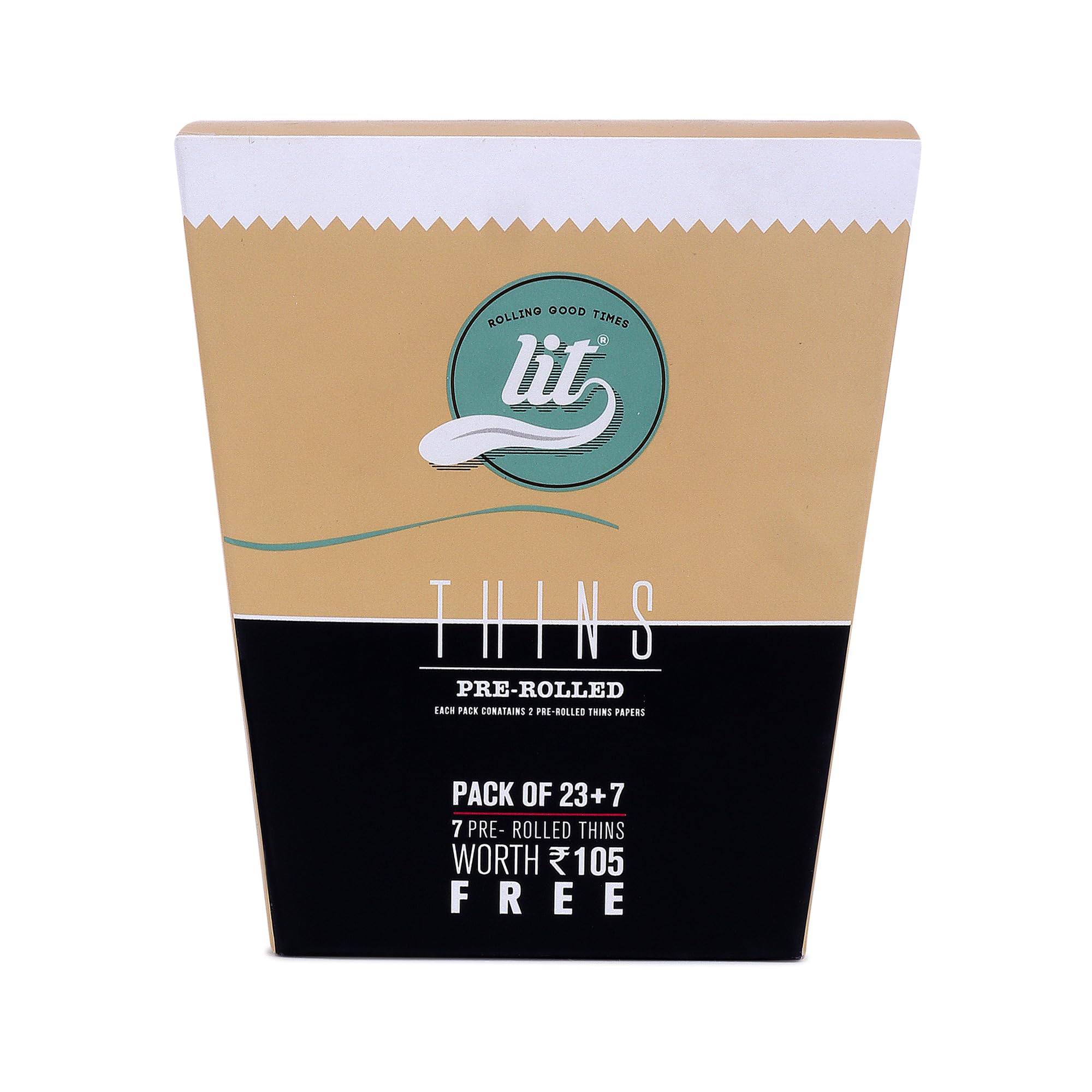 LIT THINS Box of 30 packs, Each pack 2 cones (60 Slim Cones, Each Pack have 1 Organic Brown Cone & 1 Organic White Cone)