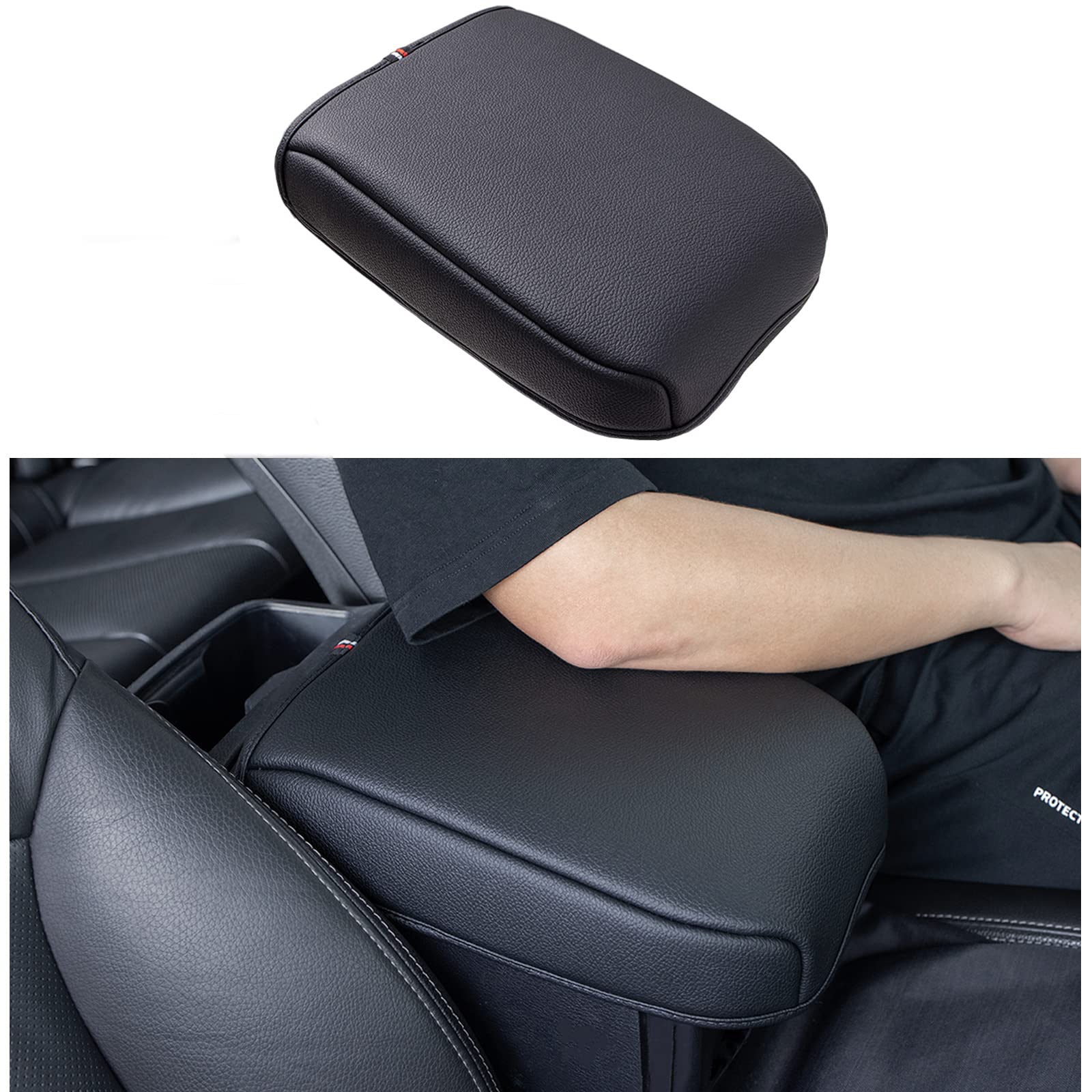 JDMCARCenter Console Cushion Compatible with Toyota Tacoma Accessories 2016-2022 2023, Customized PU Leather Cover Center Console Lid Protector