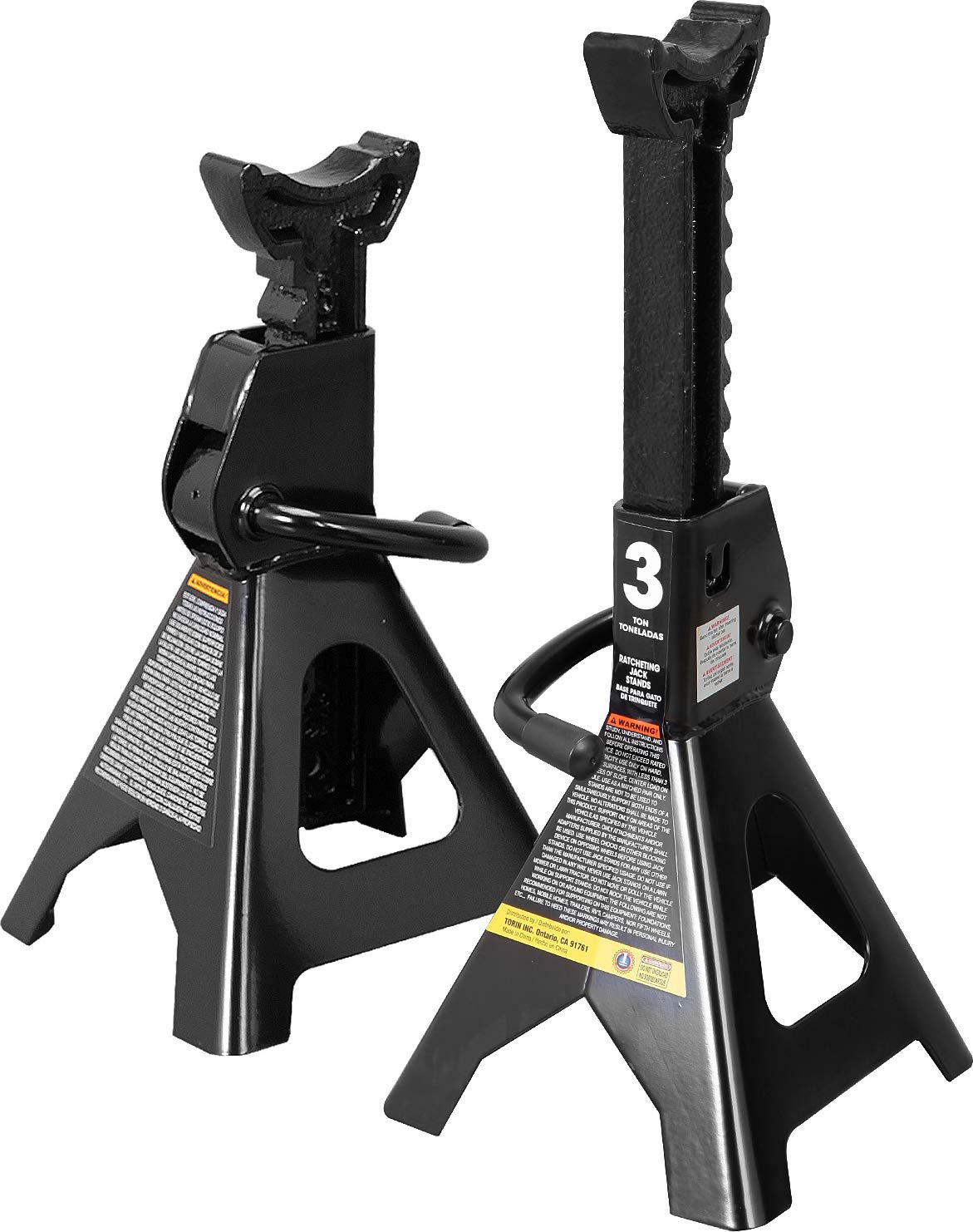 TorinAT43202B Steel Jack Stands: 3 Ton (6,000 lb) Capacity, Black, 1 Pair