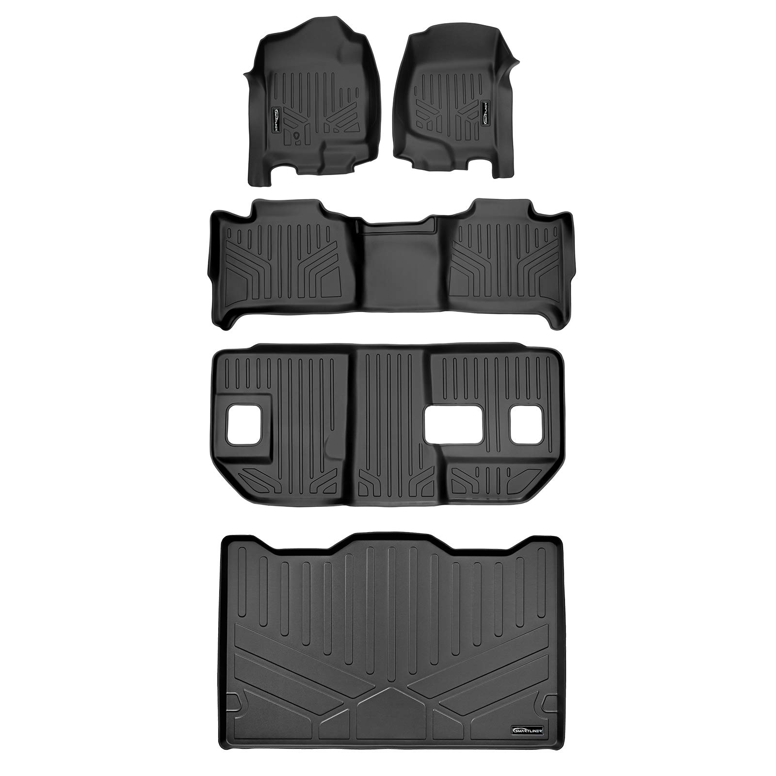 MAXLINER Custom Fit Floor Mats 3 Rows and Cargo Liner Behind 3rd Row Black Compatible with 2007-2014 Suburban/Yukon XL