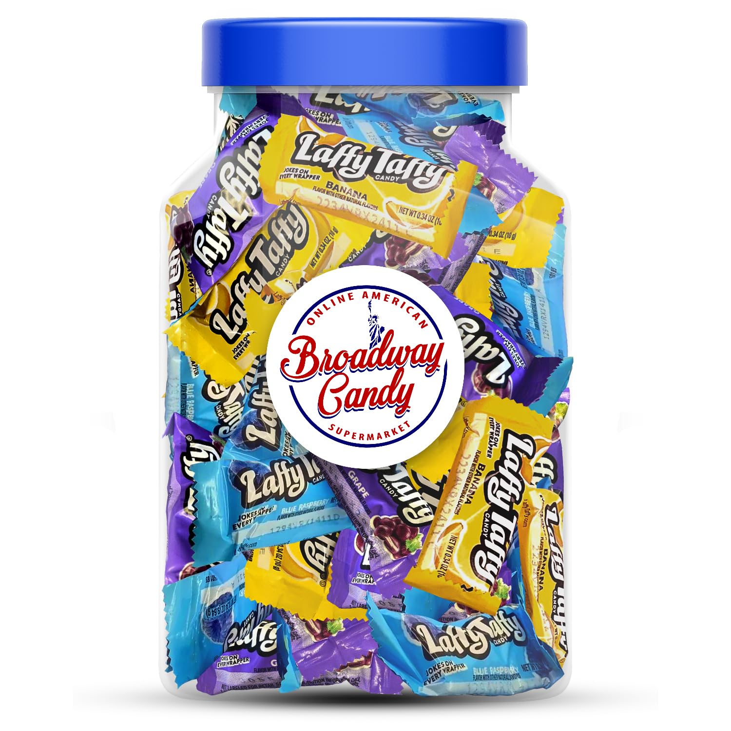 Laffy Taffy Individually Wrapped Blue Raspberry, Grape & Banana Mix Jar 900g