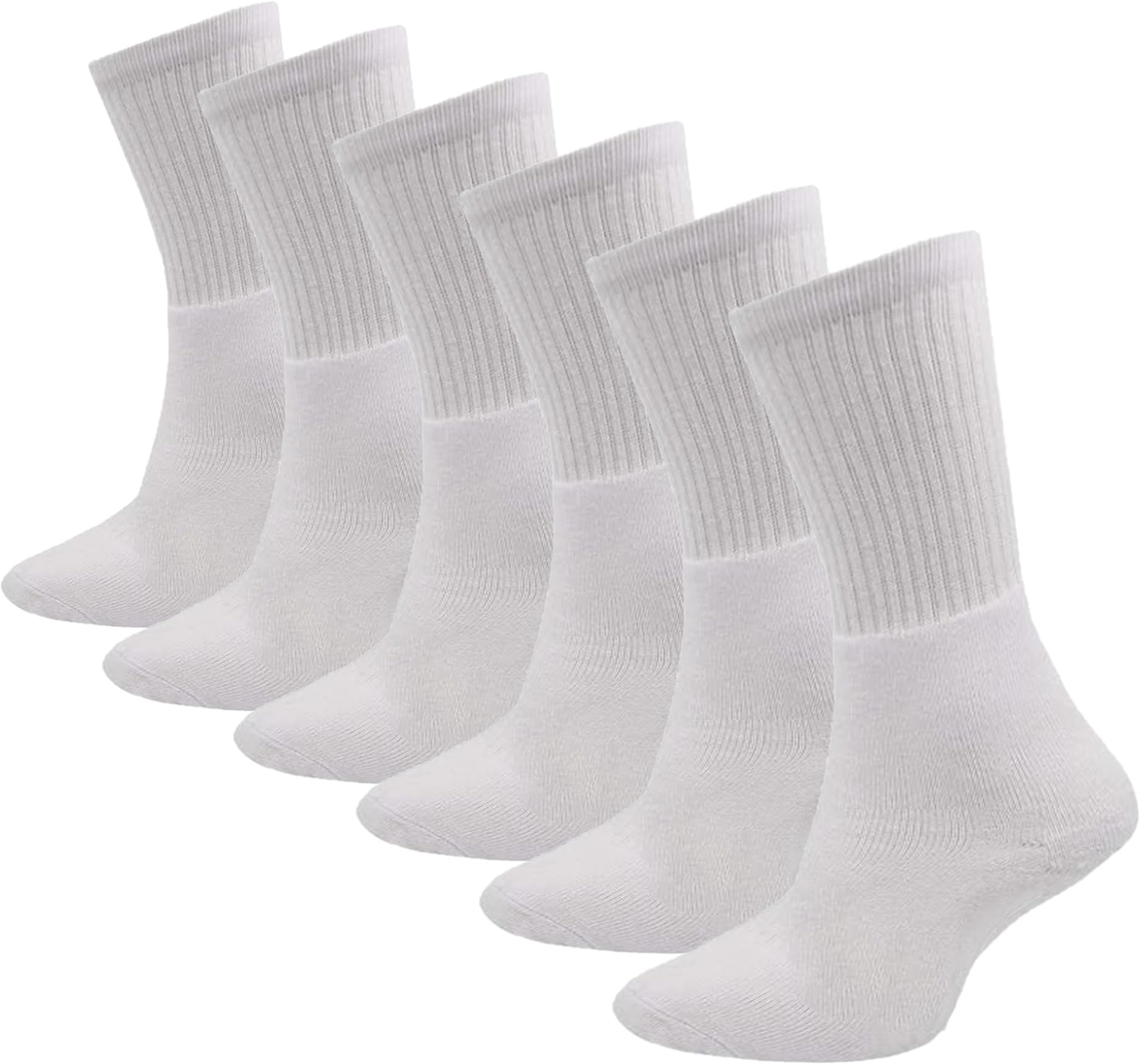 6 Pairs Men's Everyday Cushion Comfort Crew Socks - Free Size EU 40-45