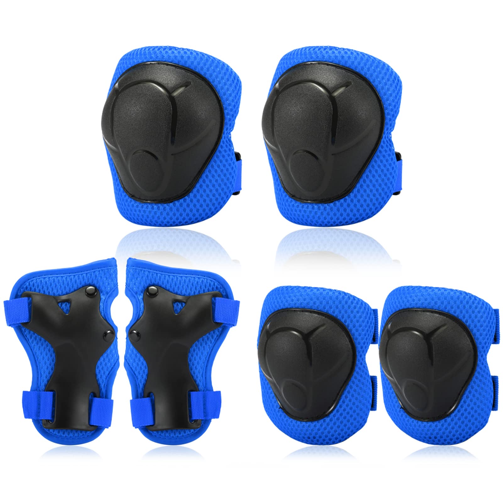 Kids Knee Pads Set 6 in 1 Protective Gear Kit Knee Elbow Pads with Wrist Guas Children Safety Protection Pads for Rollerblading Cycling Skating Huaishu