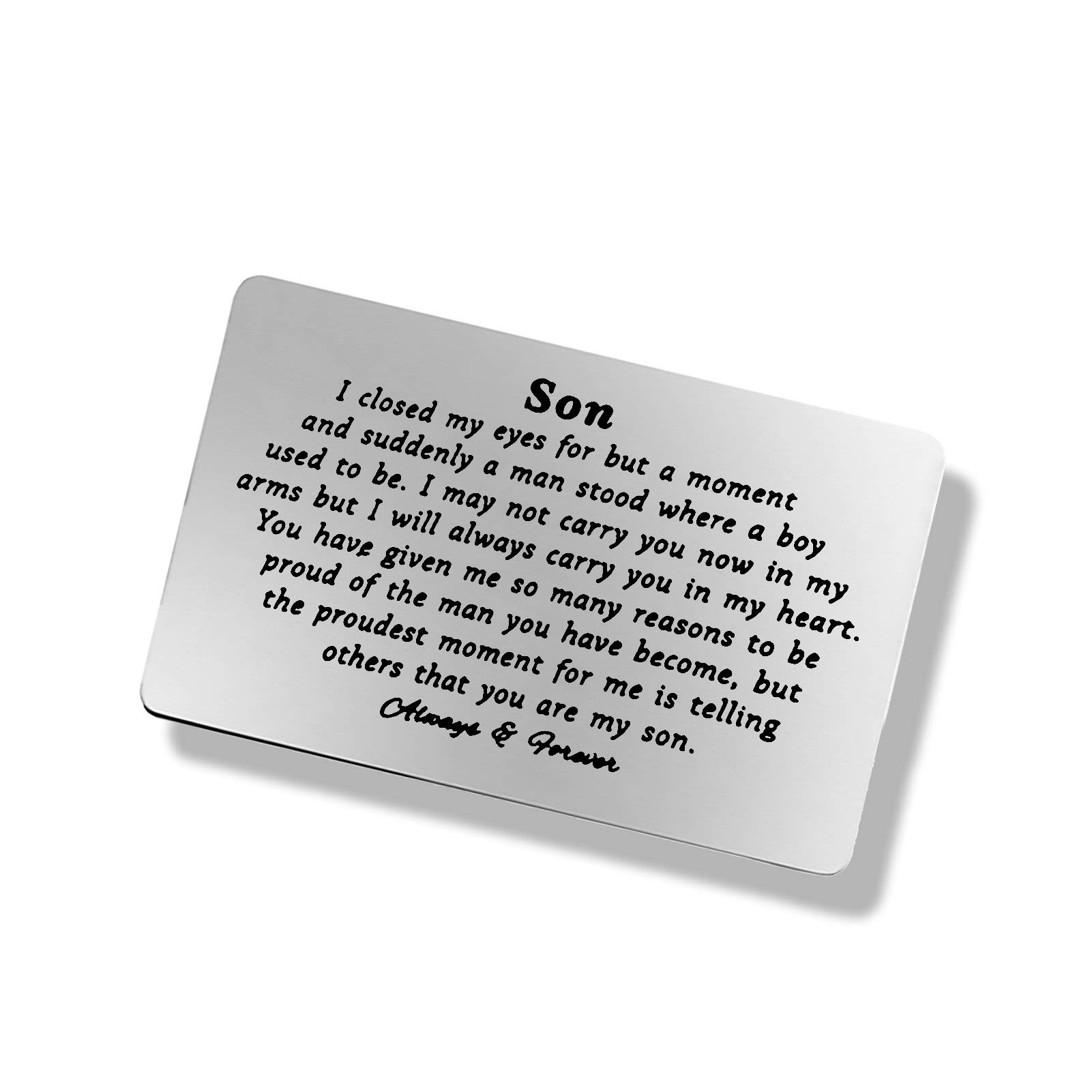 Son Inspirational Gift to My Son Wallet Card from Mom Dad, Gift for Son with Mini Love Note, Son Birthday Gift, Graduation Gift, Son Christmas Deployment Gift, Proud of Son Gift