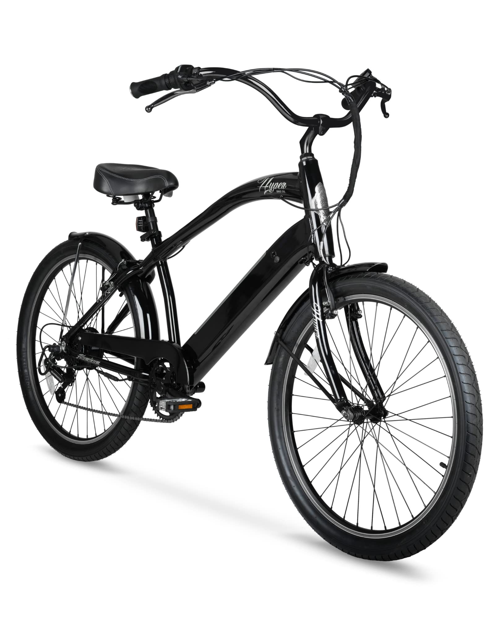 HyperBicycles E-Ride 26" Men's 36V Electric Cruiser E-Bike with Pedal-Assist, 250W Motor, Black