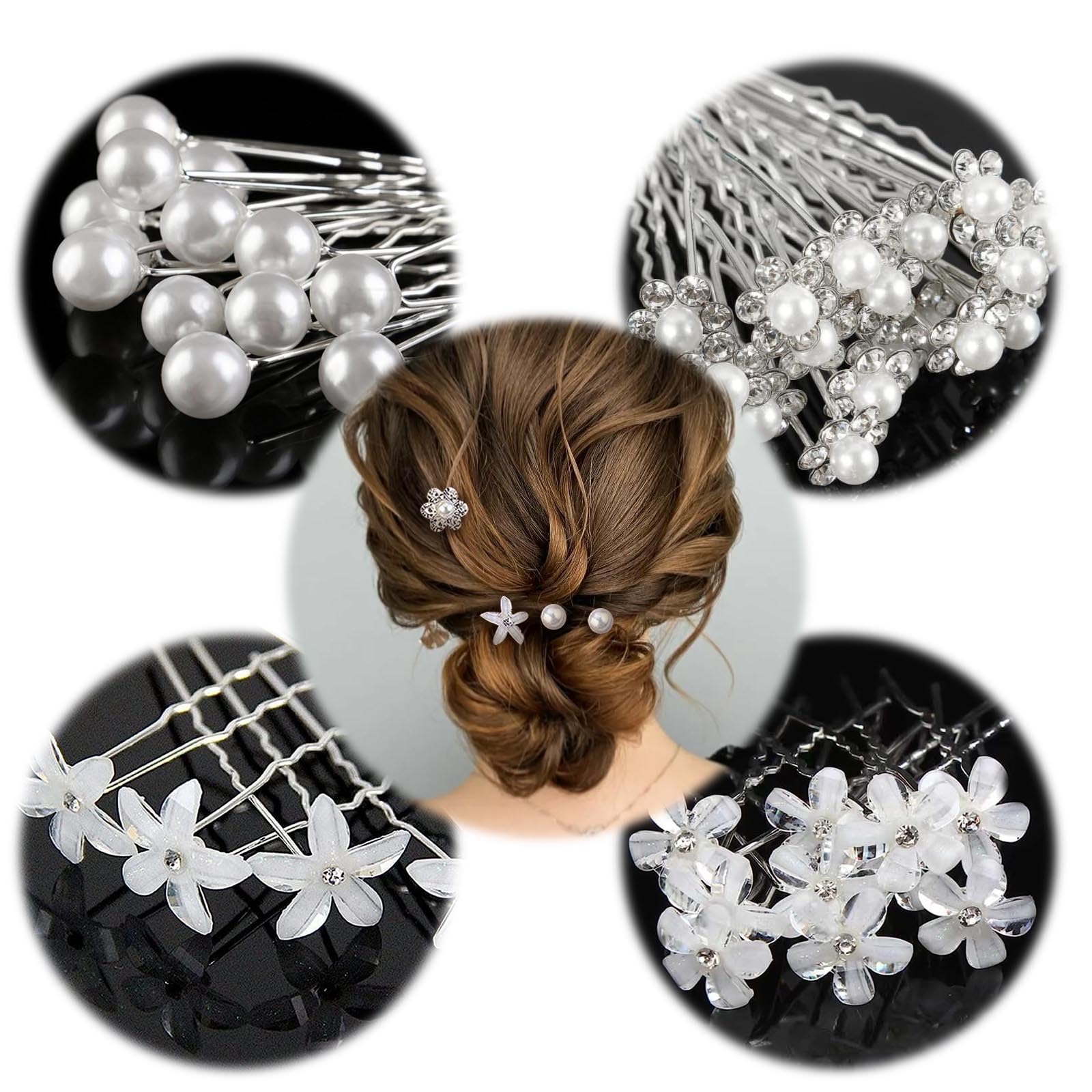 AWAVM 20Pcs Pearl Hair Pins Bridal Hair Pins Wedding Hair Pins Flower Hair Pins for Women,Wedding Bridesmaid Hair Accessories for Women Girls, Wedding, Ball