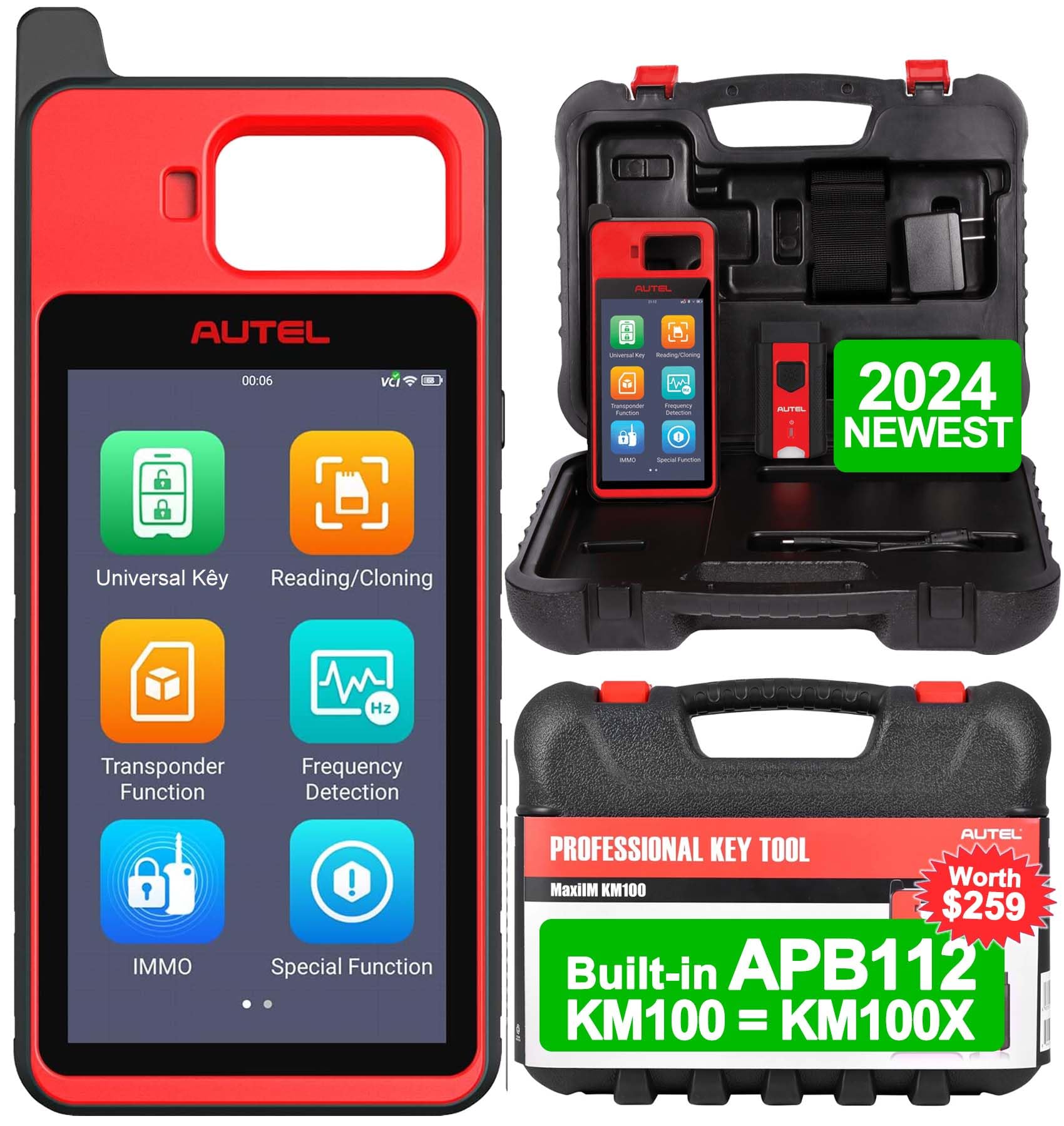 Autel MaxiIM KM100 KM100X KM100E Tool, Lite of IM508S/ IM608 PRO, Built-in APB112, Lifetime F.Ree Updates, with VCI200, Auto VIN/Auto Scan