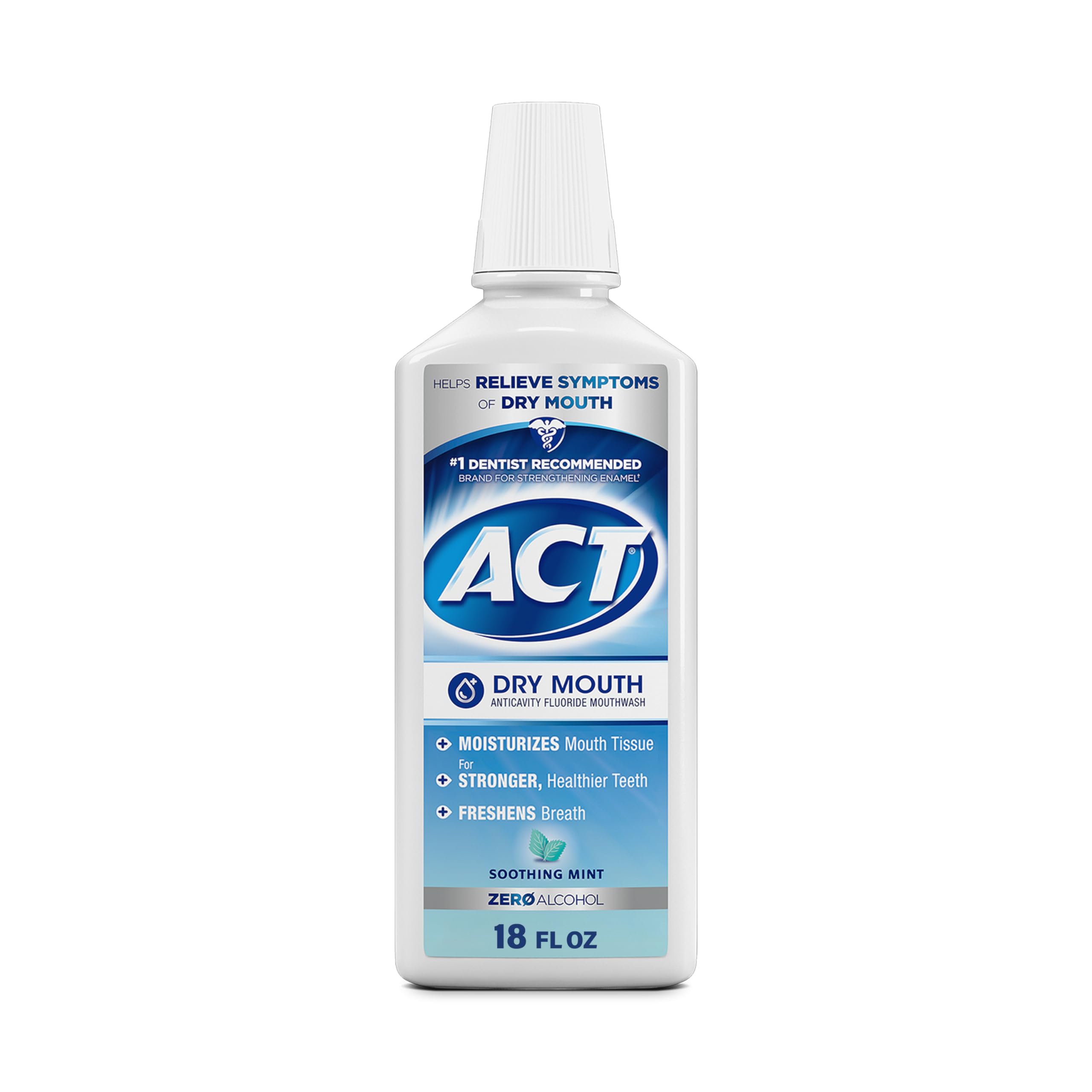 ACT Dry Mouth Anticavity Zero Alcohol Fluoride Mouthwash 18 fl. oz. Soothing Mint