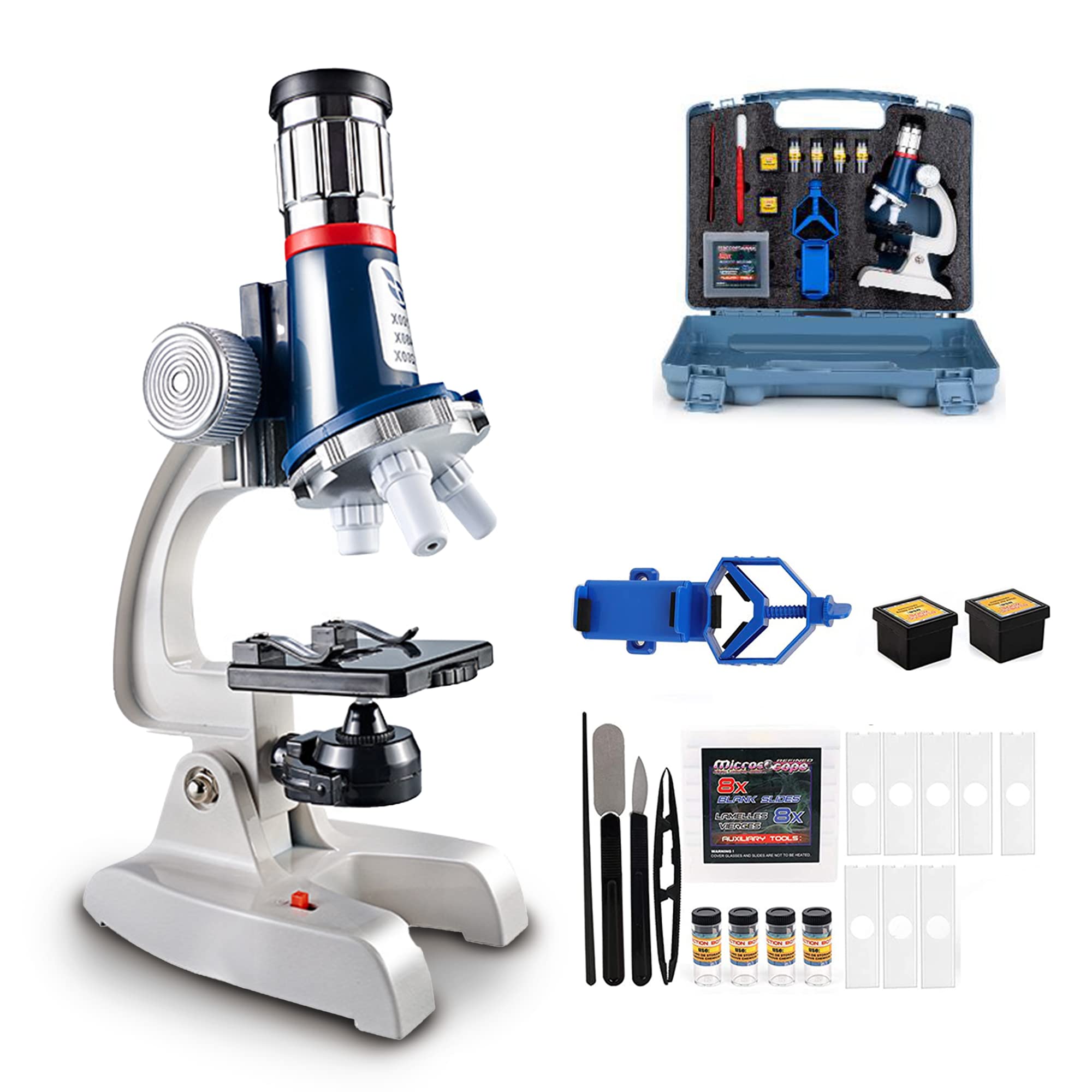 Masroo Toy Microscope Kit for Kids 5-7 8-12, 100X-1200X Kids Microscope with Metal Body Microscope, Carrying Box, LED Light, Science Experiments Kit Toys for Kids 3 5 6 7 8 9 10 11 12 Birthday Gift