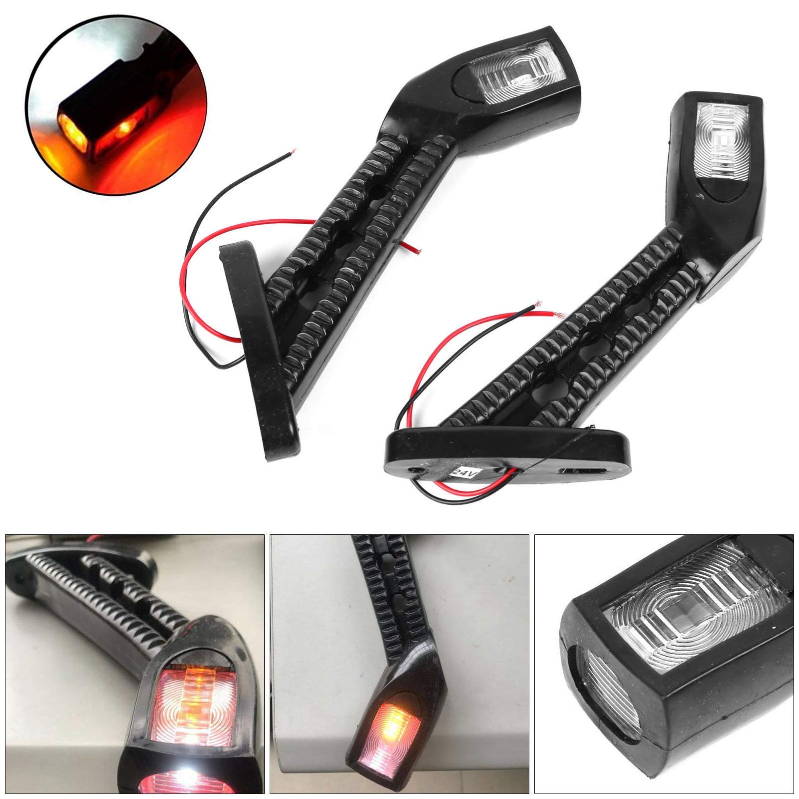 LED Side Marker Light - 2 Outline LED Indicator Lamp Stalk 12V Trailer Truck Side Marker Lights