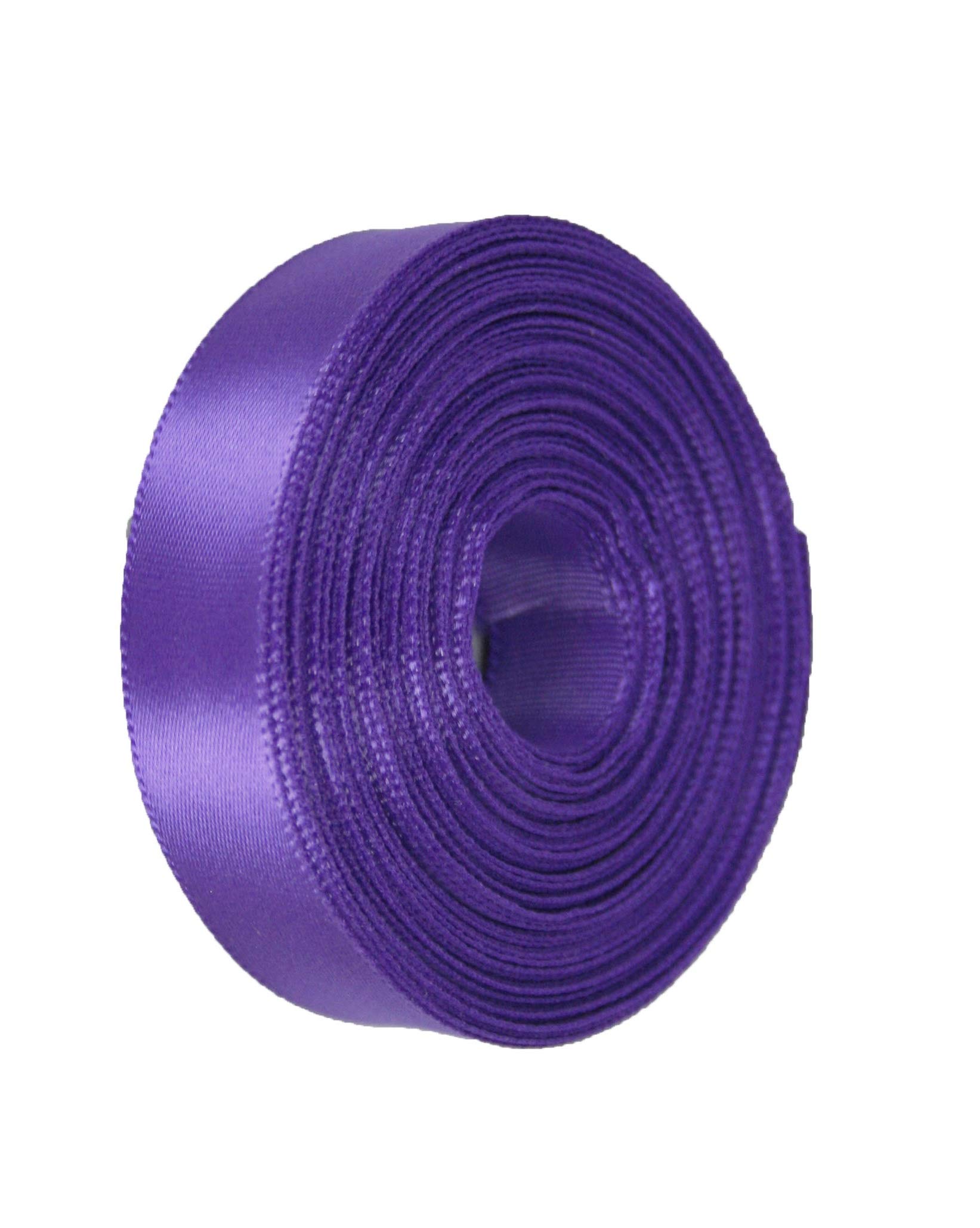 Purple Rolled up 7/8" Single FACE Satin Ribbon 100% Polyester Choose Length (7/8" X 5 Yards)