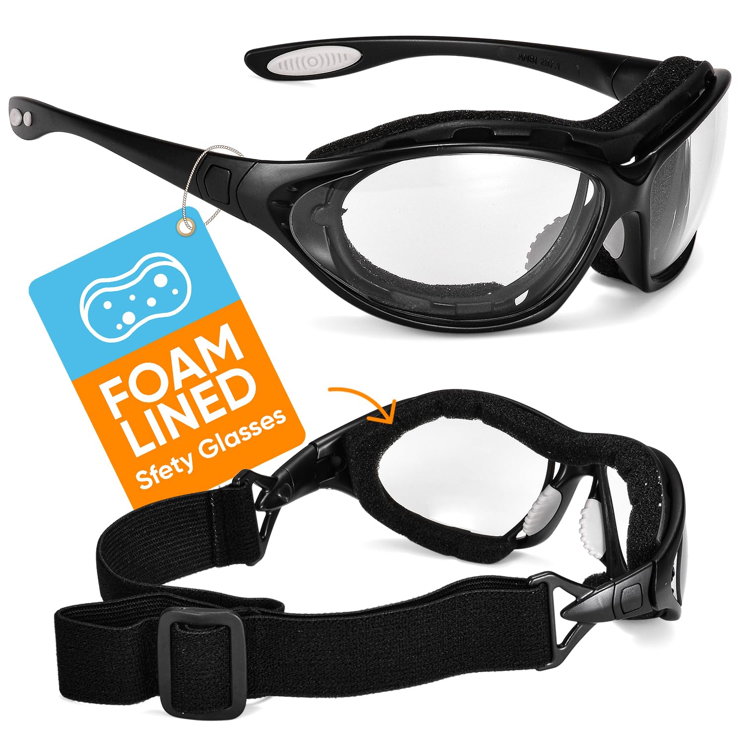 SAFEYEAR Anti-fog Safety Goggles [EN166]- SG002 Anti Scratch Safety Glasses With Neck Cord Adult for Man and Women, UV Protection Pro Work Glasses for DIY, Lab Eye Protection, Grinding,Chainsaw