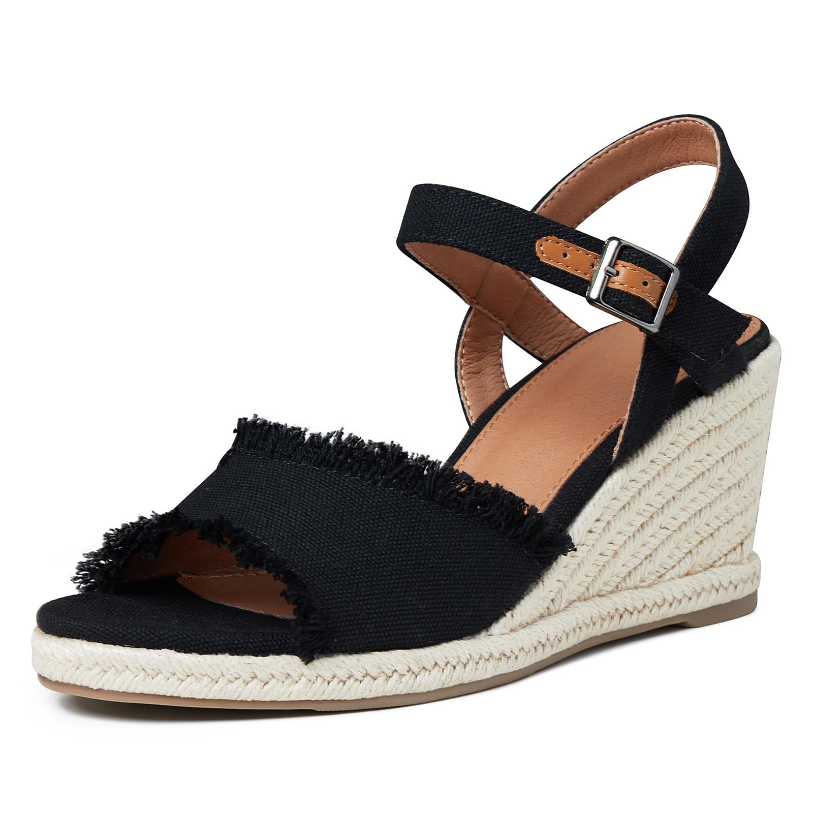 mikarkaWomen's Open Toe Espadrilles Wedges Ankle Strap Platform Sandal Summer Wedge Heels Dressy Comfortable Shoes