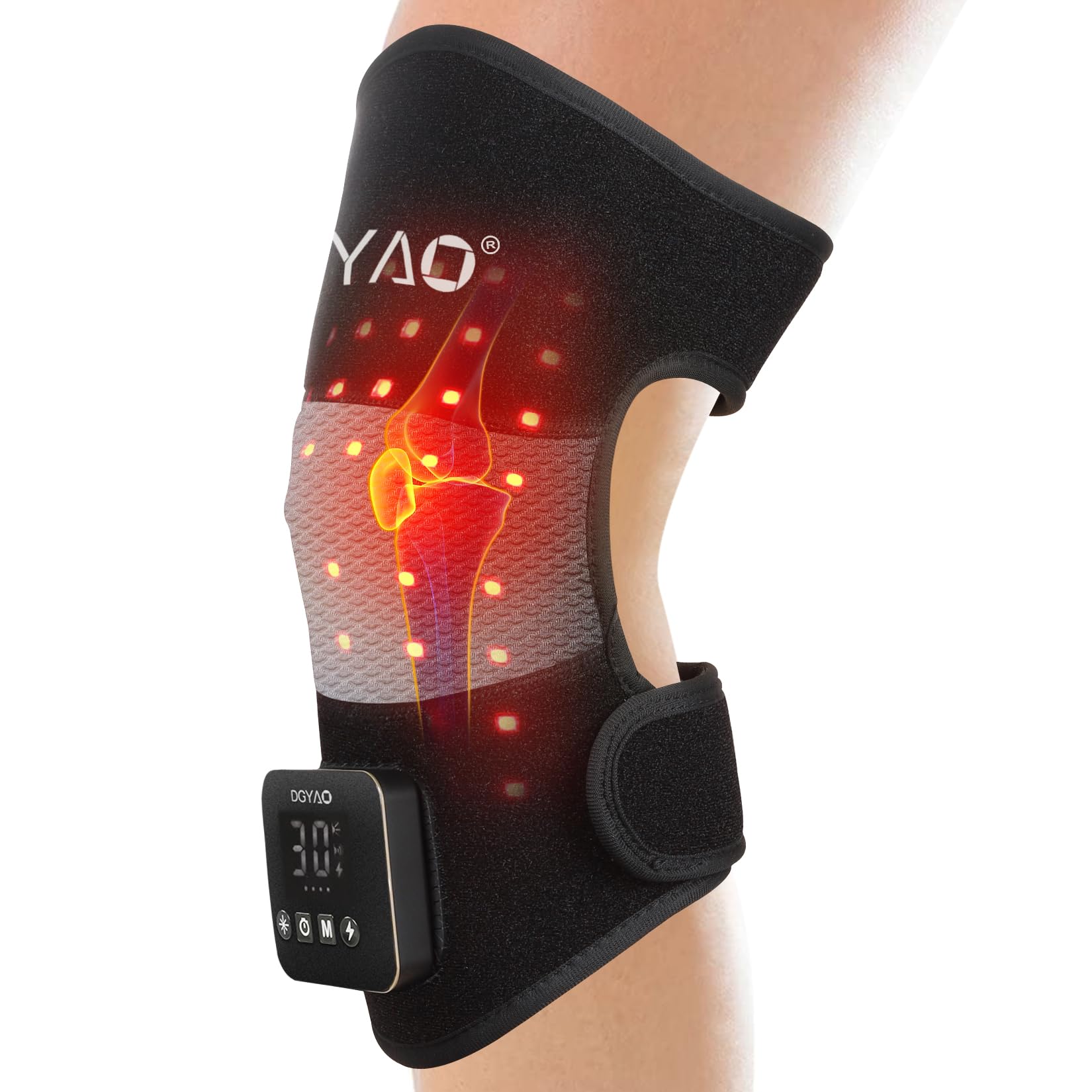 DGYAOD MAX Cordless Red Light Therapy Knee Wrap, 3 in 1 Near Infrared Therapy Wrap with Battery Pulse Therapy for Joint, Shoulder Pain Relief