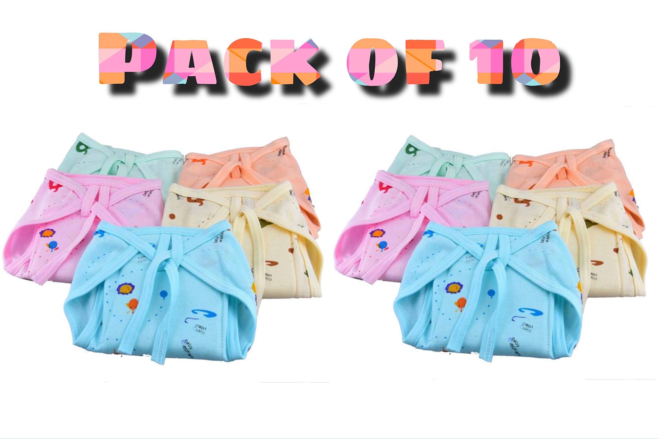 THE LITTLE LOOKERS� Premium Quality Baby Super Soft Reusable Cotton Hosiery Nappies/Langot/Cloth Diaper (6-12 Months) (Pack of 10)