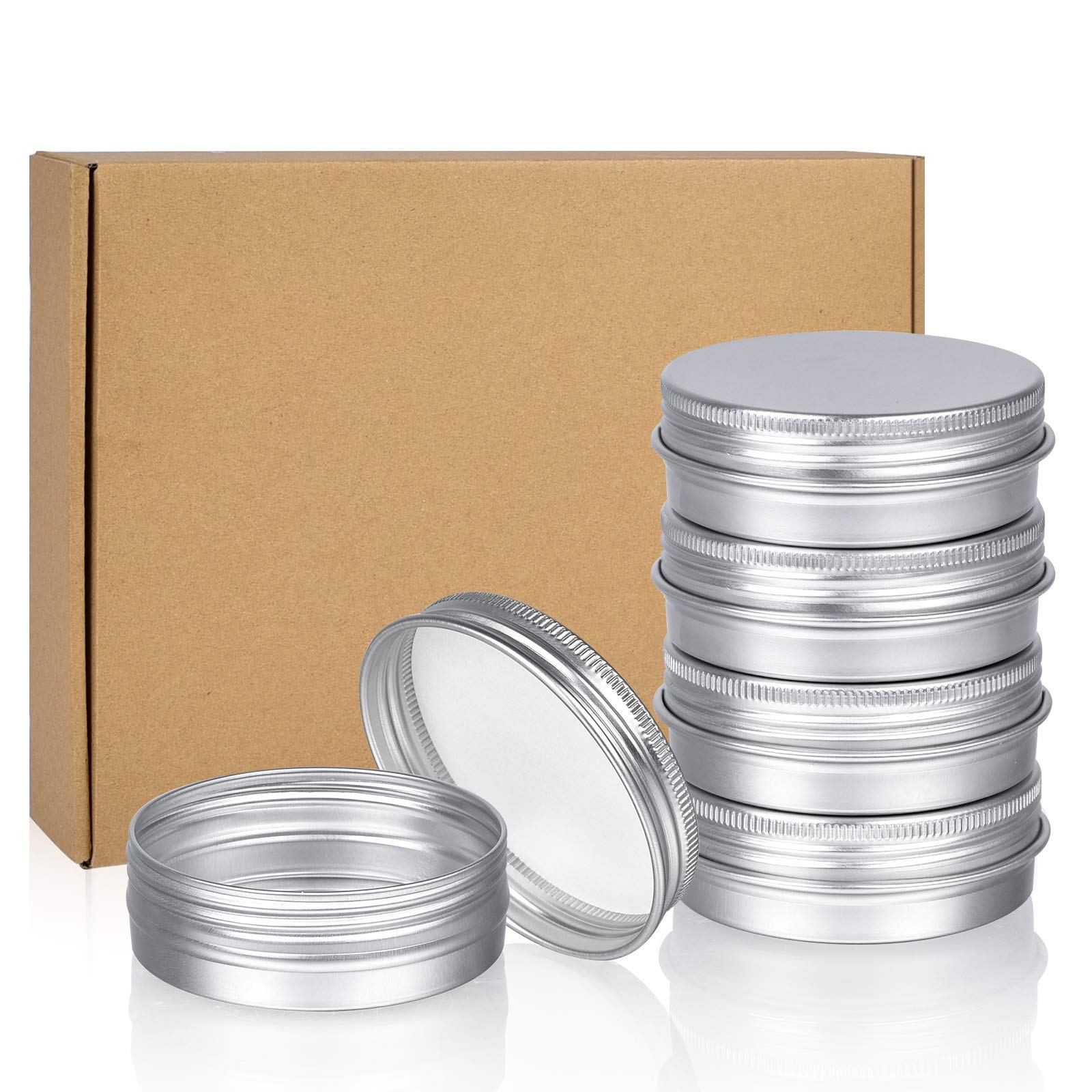 Sopito Aluminum Tin Cans, 24pcs 60ml/2oz Metal Round Tins Small Tin Screw Lid Containers Empty Travel Tins for Candles, Salve, Cosmetics