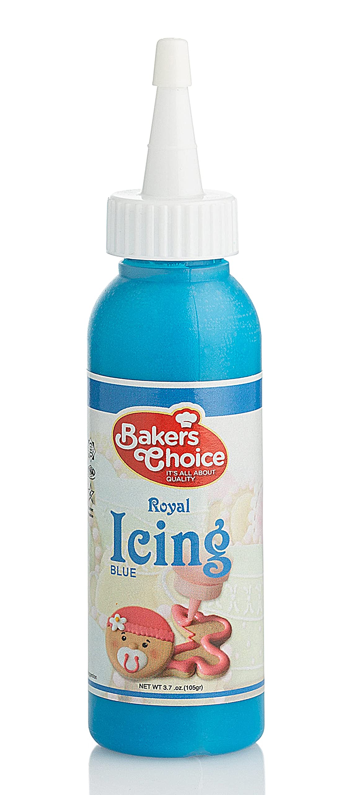 Blue Cookie Icing - Ready to Use Royal Icing for Cookies - Decorating Icing Squeeze Bottles with Piping Tube For Cookies, Cakes, Cupcakes and Treats - 3.7 oz. - Baker’s Choice