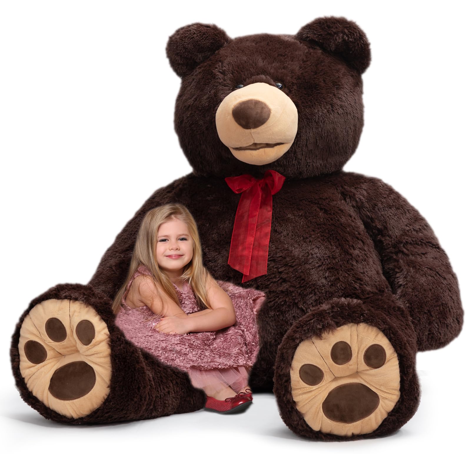 HollyHOMEHollyHOME 5 ft Giant Teddy Bear Huge Teddy Bear with Embroidered Paw Big Plush Toy Christmas Valentines Day Gift for Girlfriend Kids 60 inches Chocolate Brown