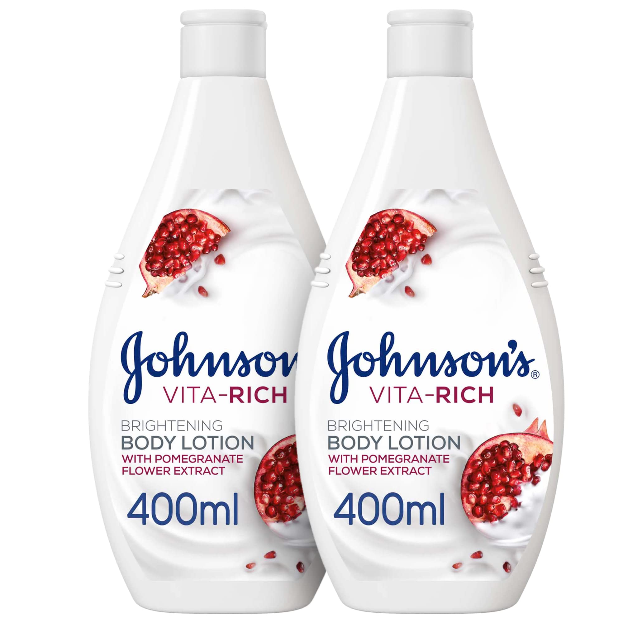 Johnson's Body Lotion - Vita-Rich, Brightening Pomegranate Flower, 400ml, 1+1 FREE, 444.0 grams