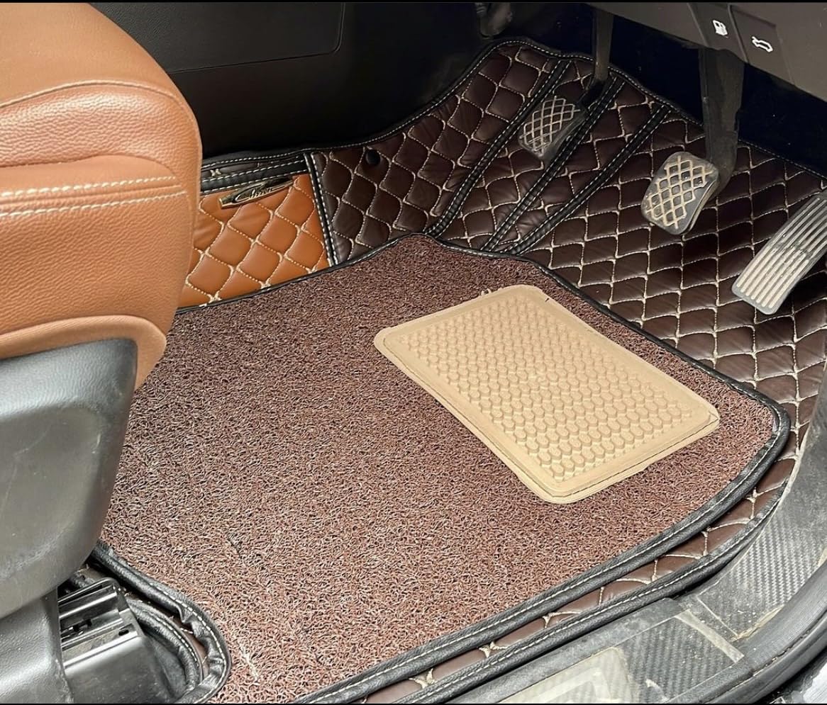 VAP AUTO Shop/Premium 7D car mat Full Set for Mercedes S Class || Luxury Leather Double Car Floor Mat Complete Set || 100% Waterproof and Washable ||Color: Coffee