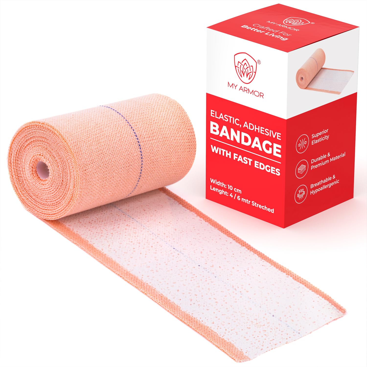 MY ARMOR Premium Elastic Adhesive Bandage 10cm x 4mt,1 Piece