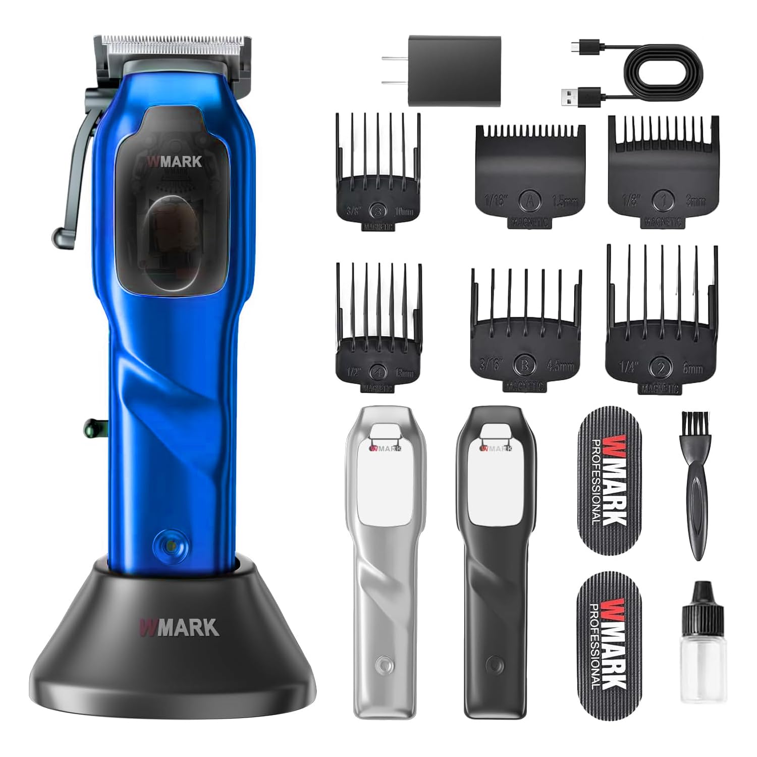 WMARK 2023 NG-9002 High Speed Professional Hair Clipper Microchipped Magnetic Motor 9000RPM 9V Motor with Charge Stand (NG-9003purple) (Blue)