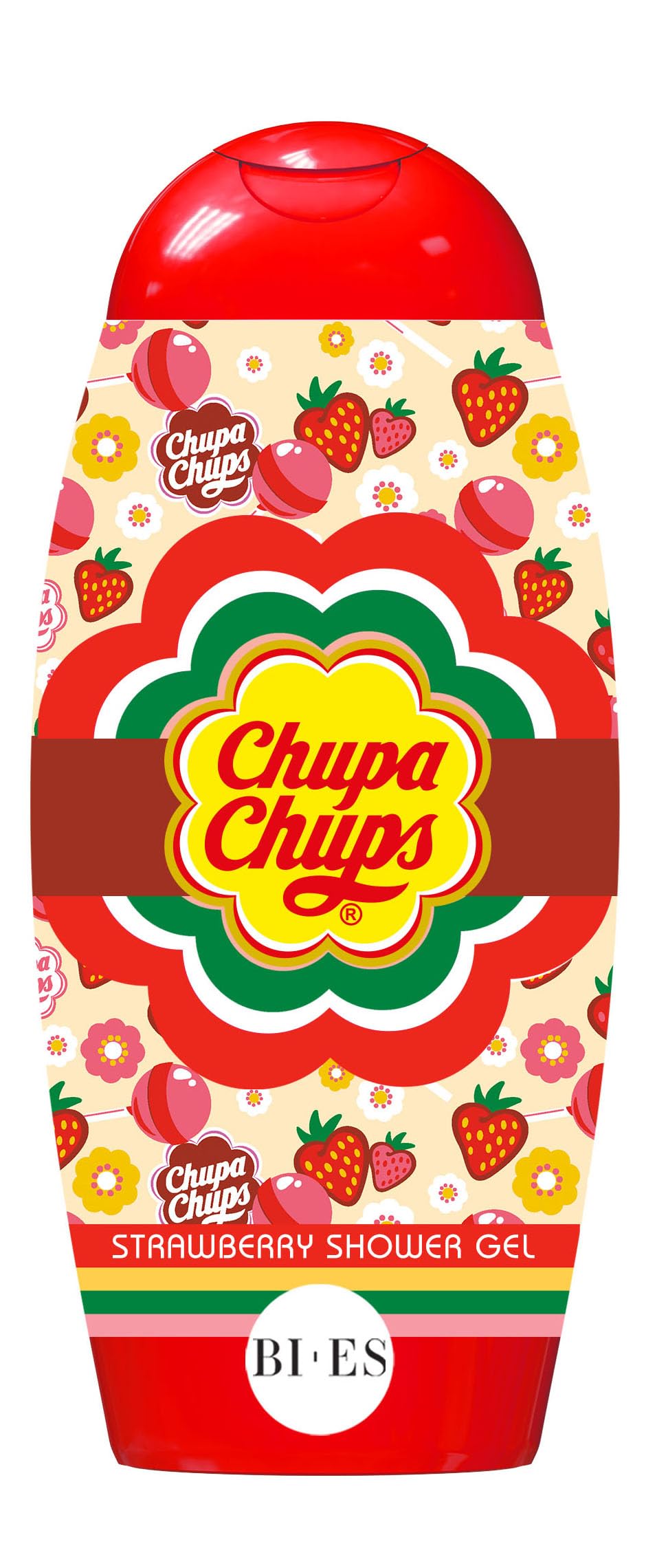 Chupa Chups Strawberry Shower Gel for Kids & Adults – Paraben-Free Moisturising Shower Gel with Glycerin, Softens & Hydrates Skin, Sweet Strawberry Scent, Gentle on Sensitive Skin, Ages 3+, 250ml