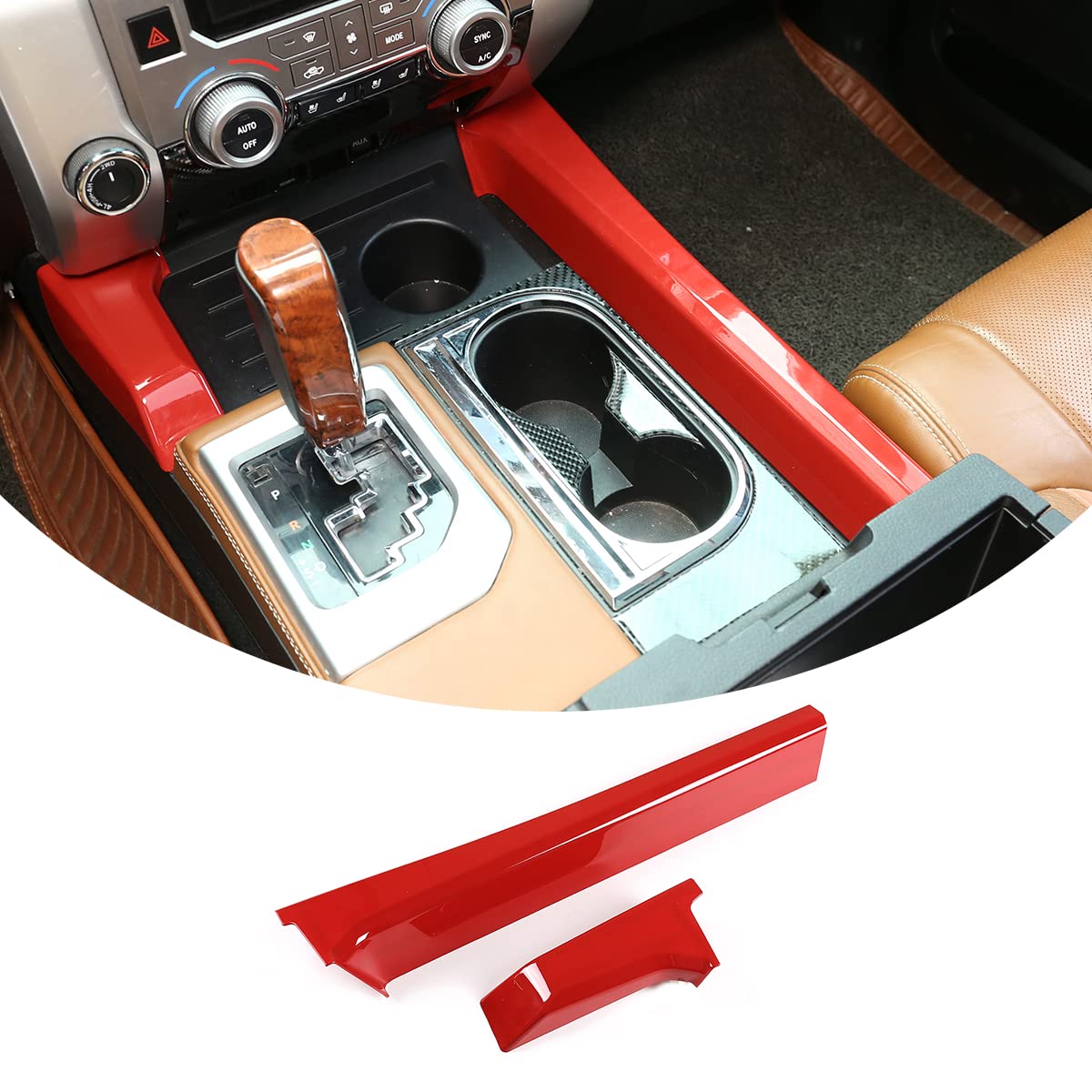 Car Side Center Console Panel Moulding Cover Trim for Toyota Tundra 2014 2015 2016 2017 2018 2019 2020 2021 (Red)