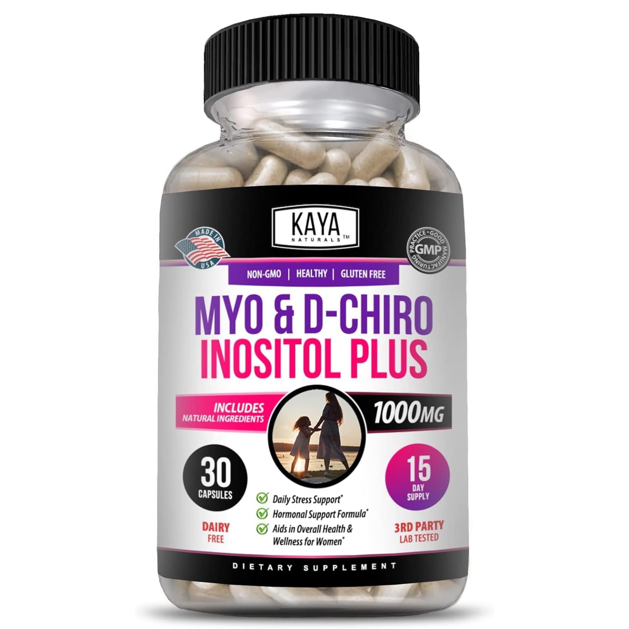 Kaya Naturals Myo & D-Chiro Inositol Plus Support for Women, Vitamin B8-30 Capsules