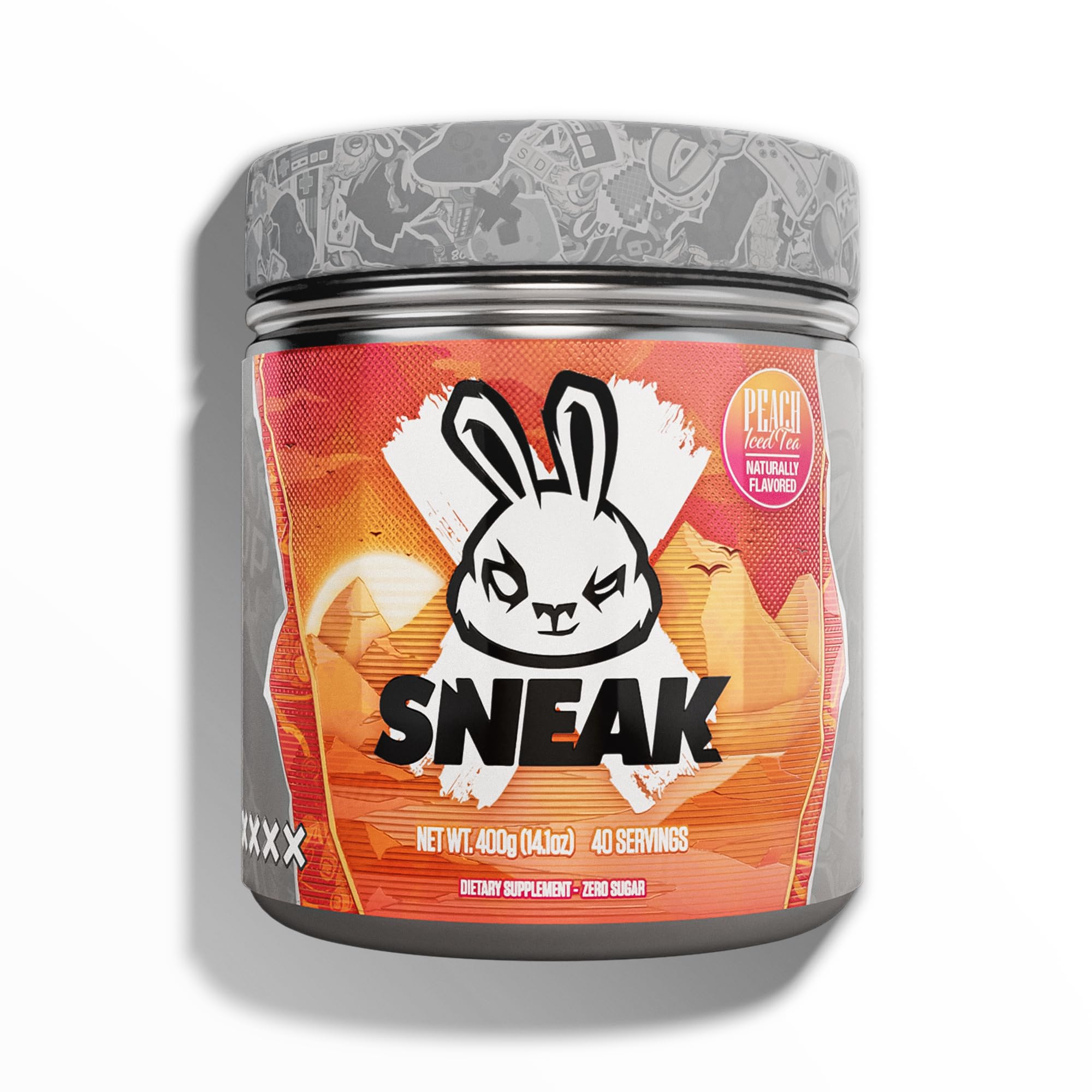 SNEAK | Peach Iced Tea Edition | In-Game Focus Boost Energy Drink, Zero Sugar, Low-Calorie, Vegetarian | 40 Servings