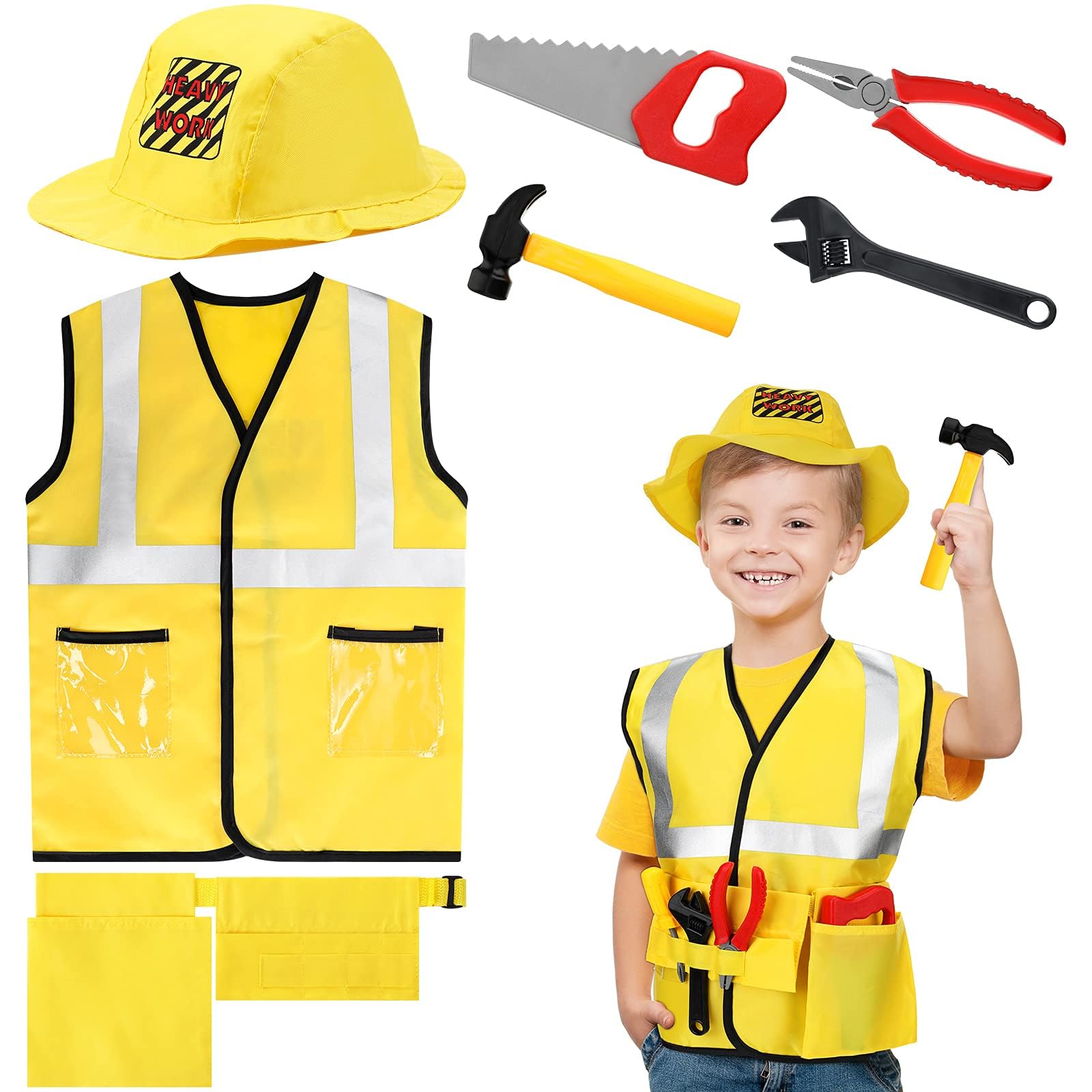 Ofrdncy Deluxe Police Costume For Kids, Doctor Explorer Costume, Liberry Fireman Costume, Construction Worker Costume with Toys Accessories, Costume Gift for Kids Ages 3-6 Years Birthday Gift