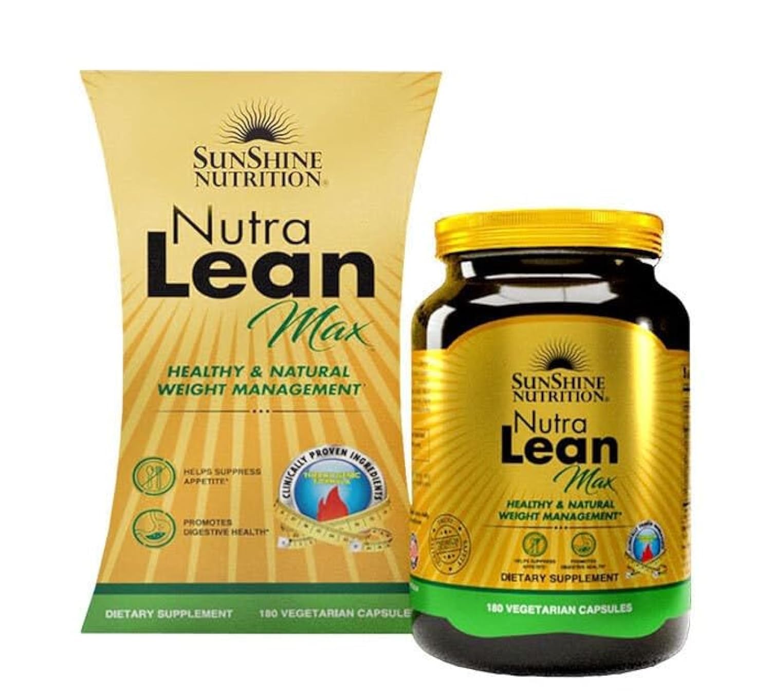 SUNSHINE NUTRITIONNutra Lean Max I Support Healthy & Natural Weight Management I Promote Healthy Digestion I 180 Capsules