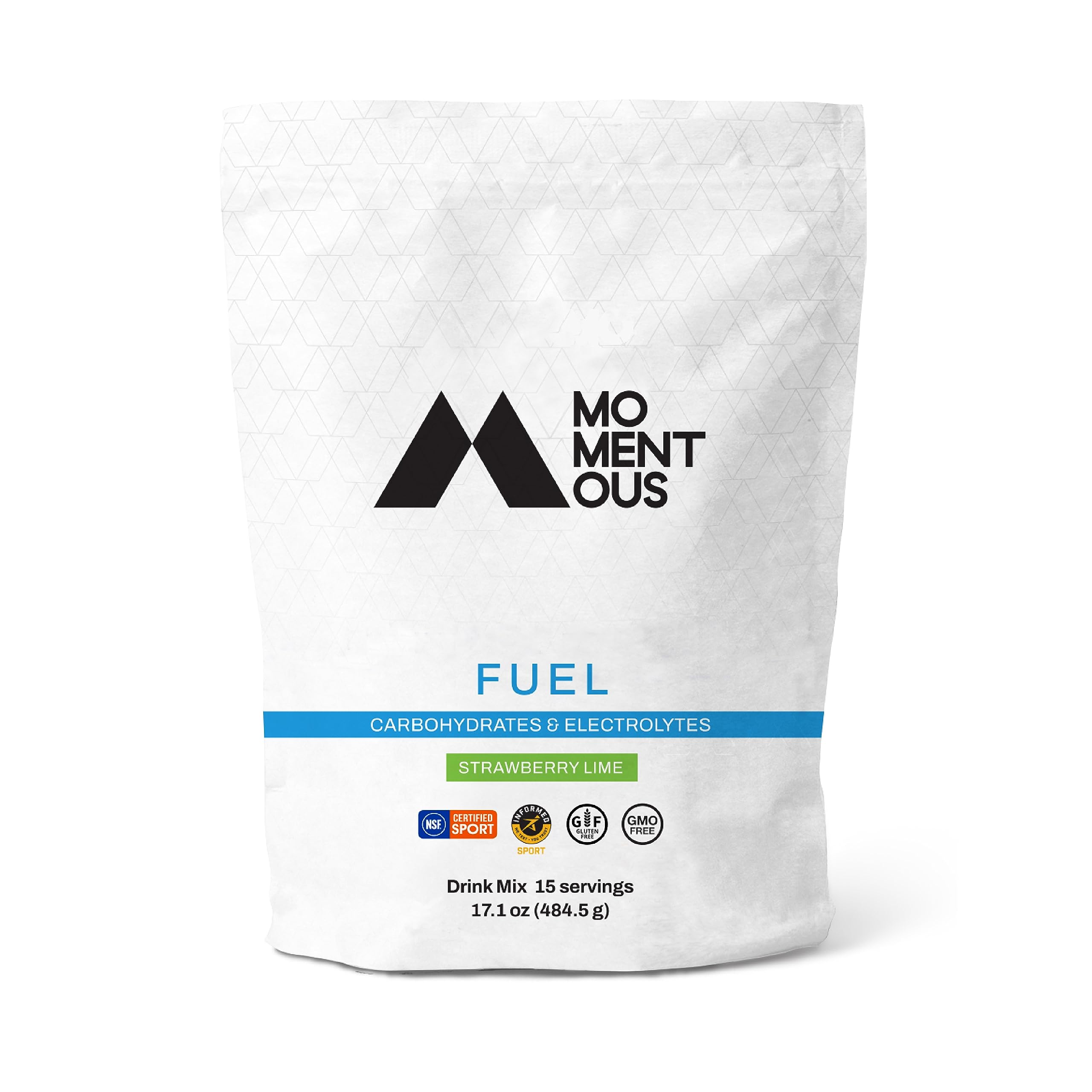 Momentous | Fuel, Intra-Workout Carbs & Electrolyte, 28g of Carbs per Serving, 15 Serving Bag, Strawberry Lime