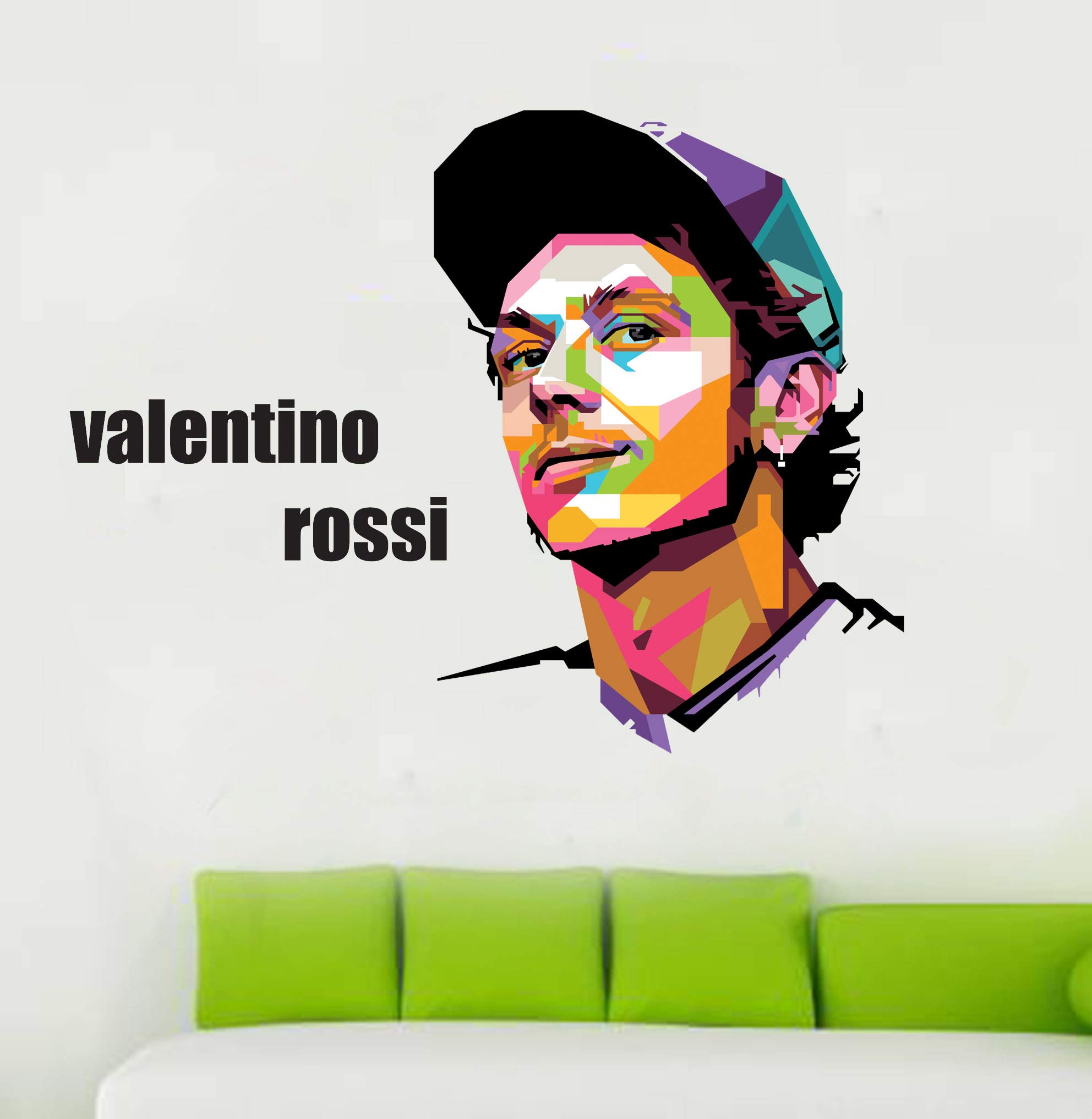 fuzzyfuzzy Valentino Rossi Vinyl Wall Sticker (Multicolor, 68 cm X 55 cm)