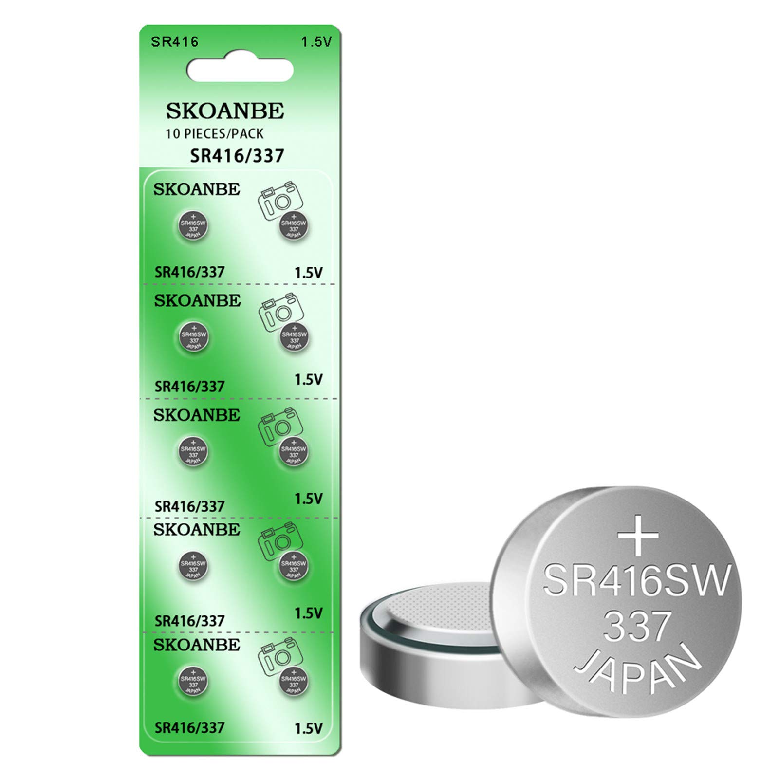 SKOANBE SR416SW 337 1.55V Watch Battery (10-Pack)