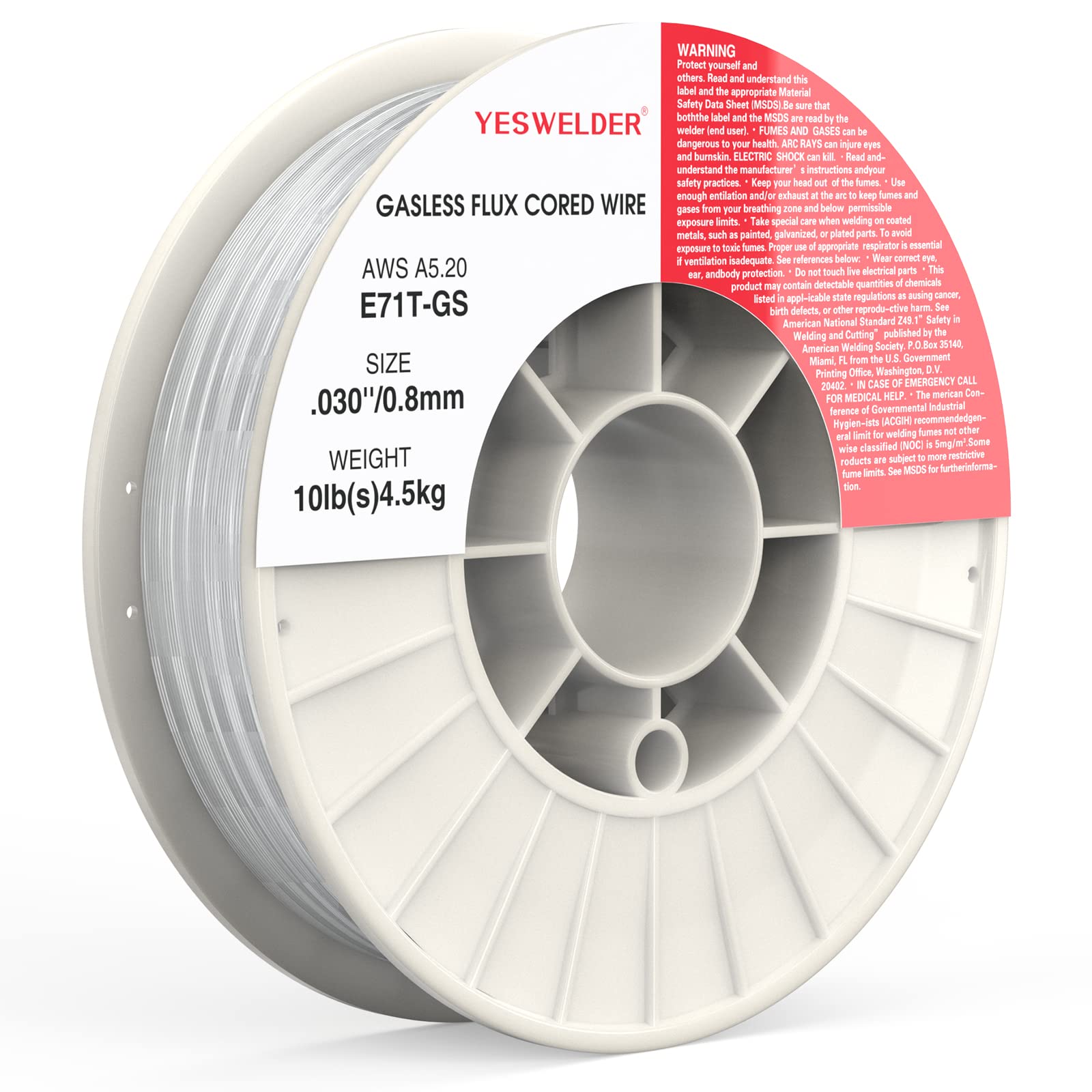 YESWELDER Flux Core Mig Wire, Mild Steel E71TGS .030-Diameter, 10-Pound Strong ABS Plastic Spool Welding Wire