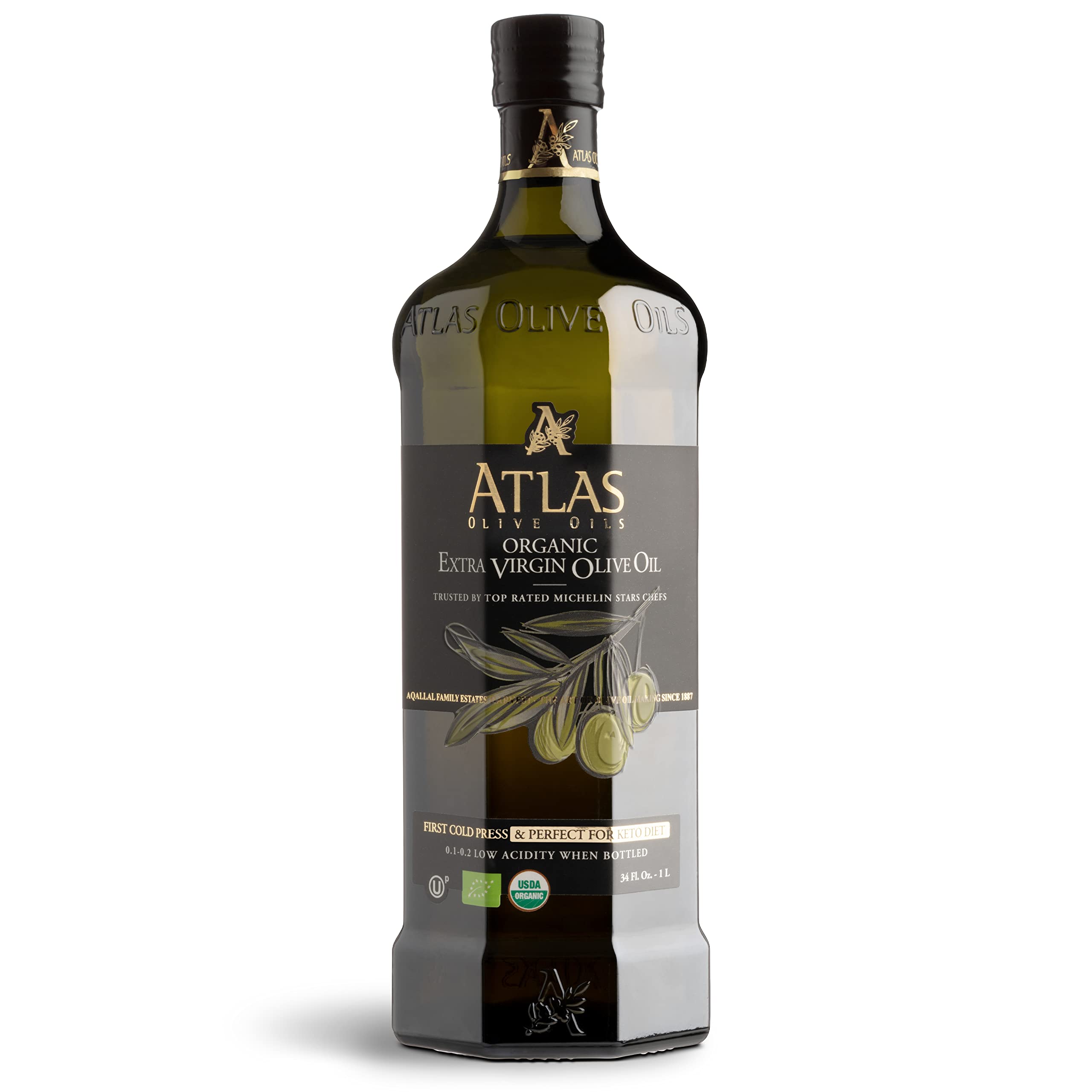 Atlas 1 LT Cold Press Extra Virgin Olive Oil with Polyphenol Rich from Morocco | Newly Harvested Unprocessed from One Single Family Farm | Moroccan Organic EVOO Trusted by Michelin Star Chefs