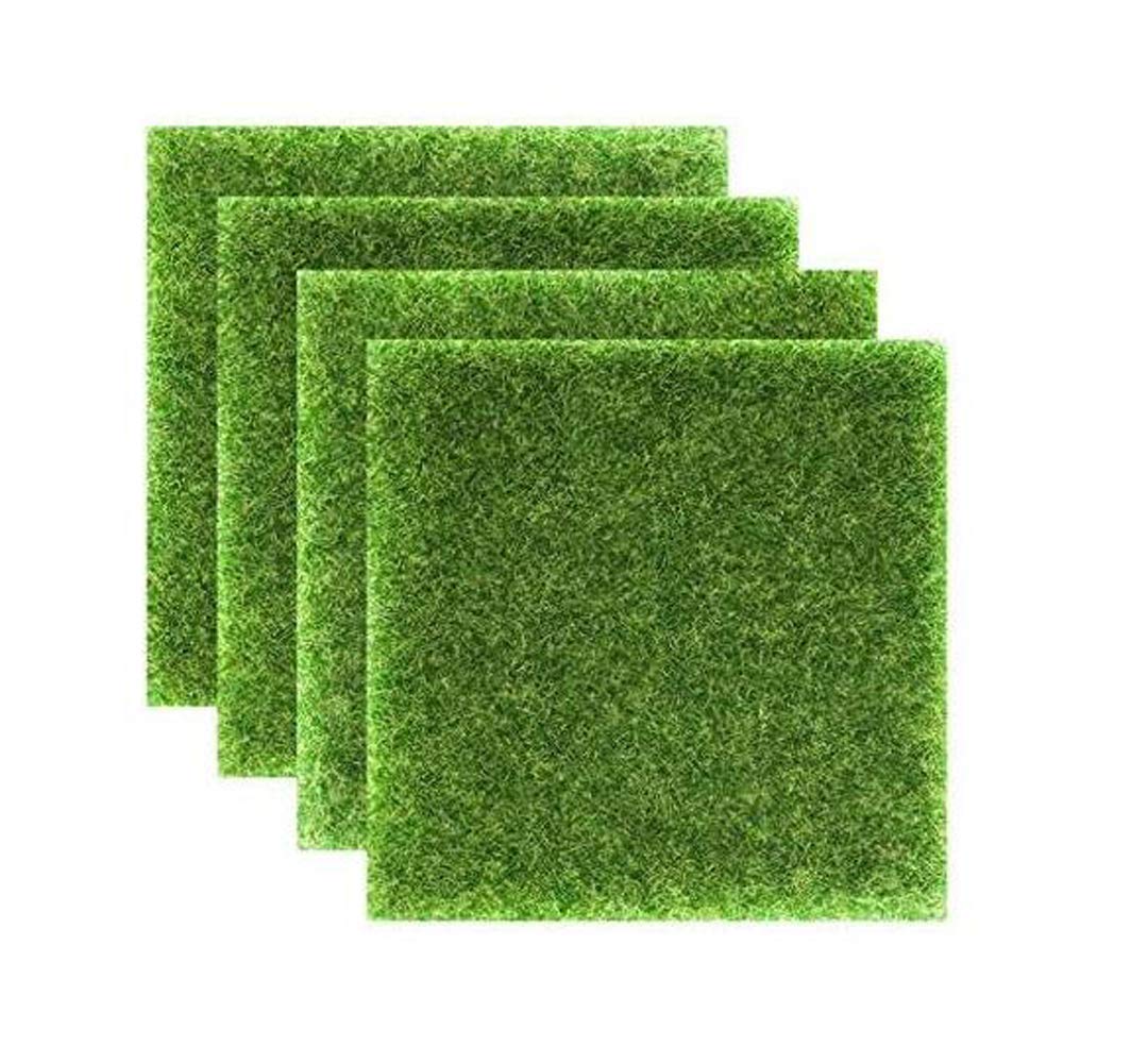 Elandy6PCS 6in x 6in Artificial Garden Grass Squares Craft Grass Mats Life-Like Fairy Artificial Grass Lawn Miniature Ornament Garden Dollhouse DIY Grass