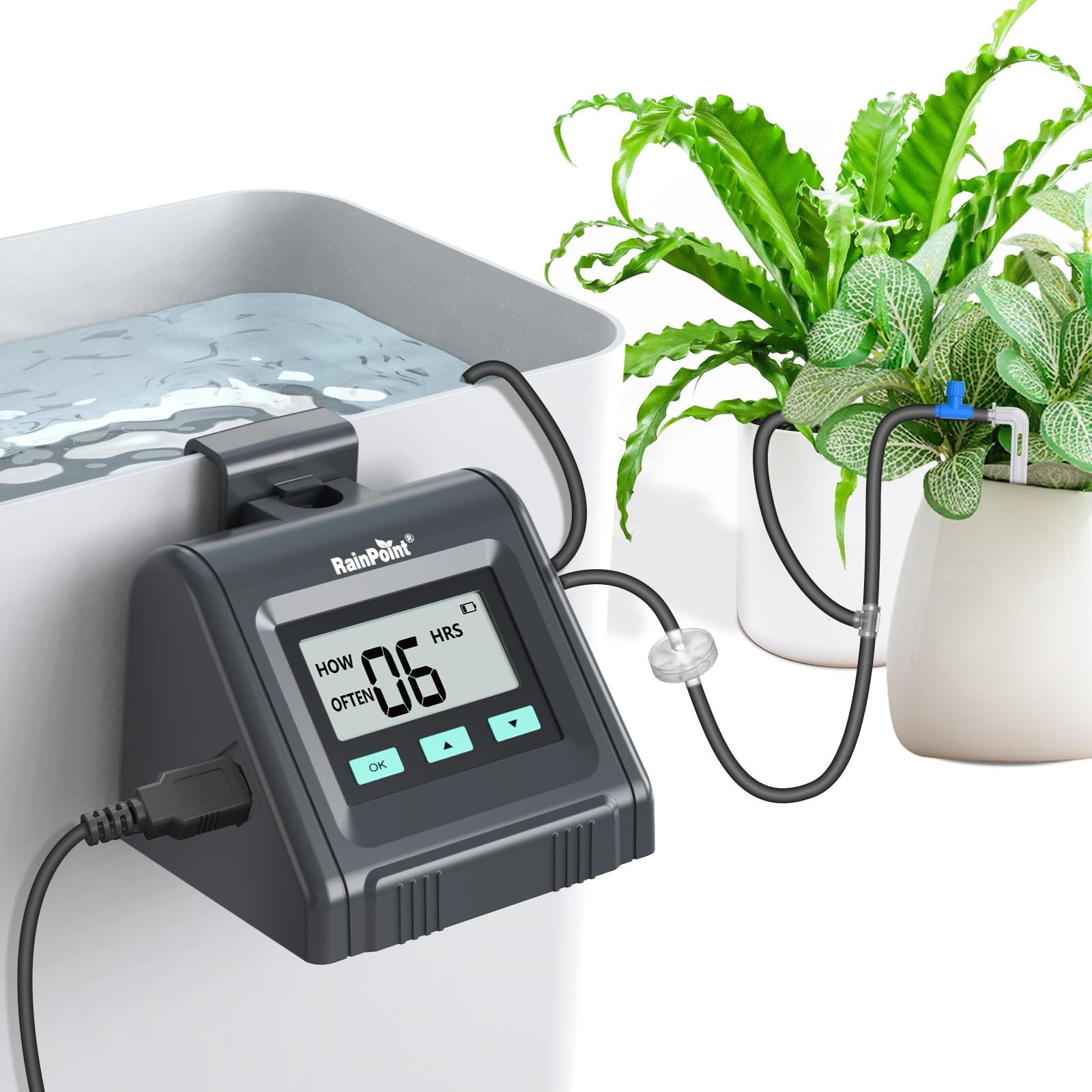 RAINPOINT Automatic Watering System, Water Volume Adjustable, Indoor Self Watering System for Potted Plants, DIY Drip Irrigation Kit for Garden Holiday Plants Watering