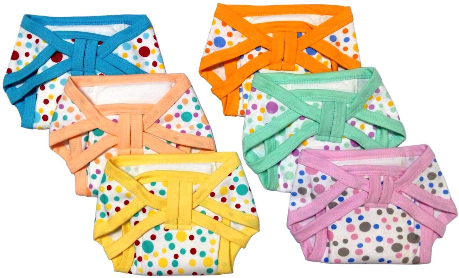 Littly Premium Cushioned Nappies Combo - Polka Dots 2 (Pack of 6)