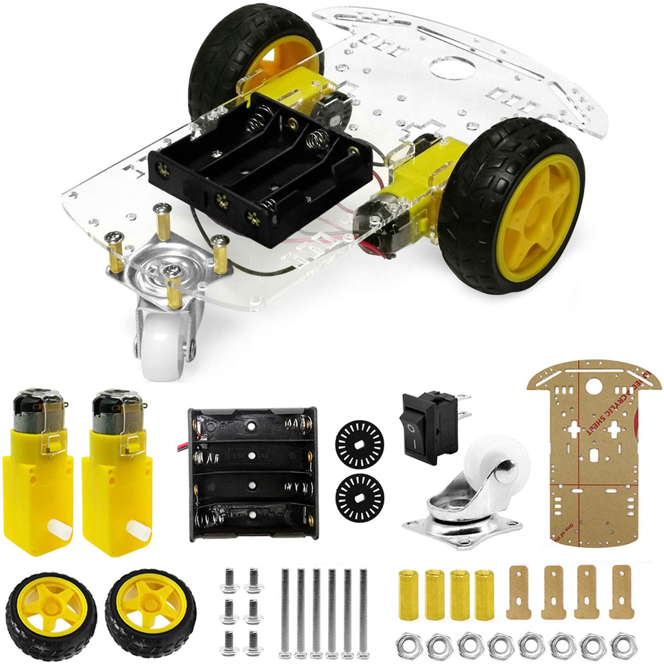 The perseids DIY Robot Smart Car Chassis Kit with Speed Encoder, Wheels and Battery Box (2 Wheels)