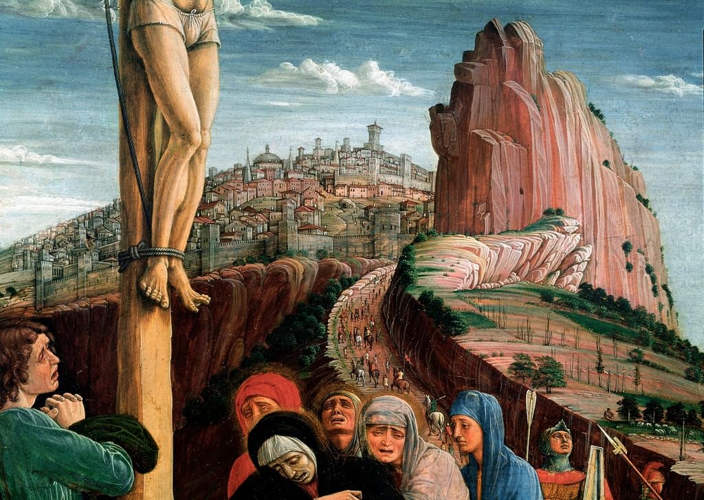 DLZJYIQV Famous Abstract Canvas Picture Mural Canvas Art Altarpiece of San Zeno Crucifixion by Andrea Mantegna Canvas Wall Art for Home Decor 60x90cm