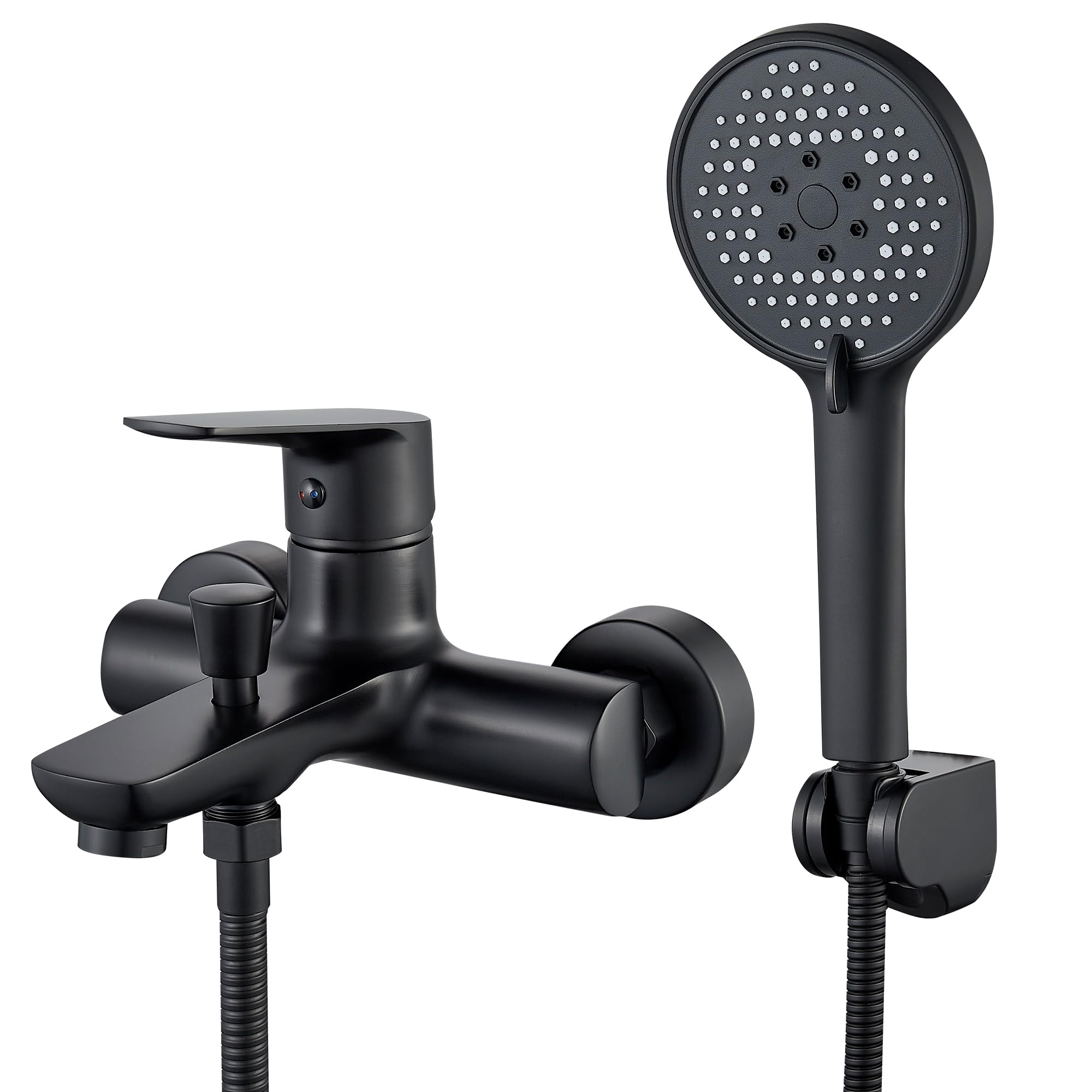 BRIMIXShower Mixer Tap Single Lever Bathtub Faucet Shower Set with Handheld Shower Head & Hose (Black)