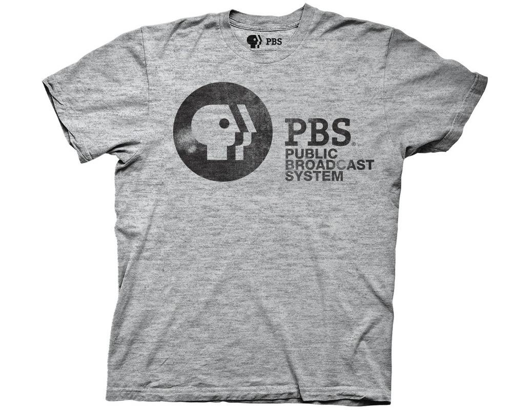 Ripple Junction PBS Adult Unisex Public Broadcast System Light Weight Crew T-Shirt Heather Grey