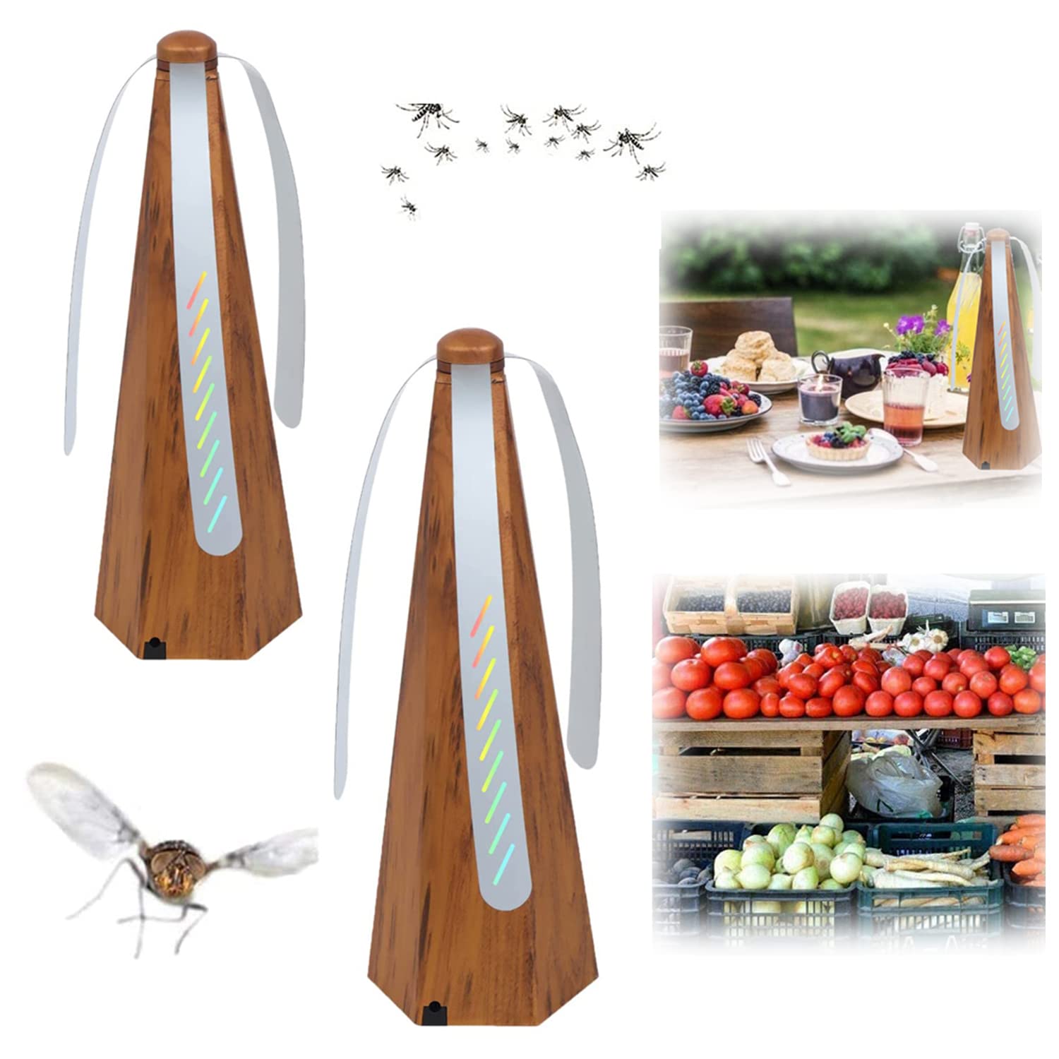 Fly Fans for Tables Indoor Outdoor Meal, 2 pcs Fly Fan for Picnic Restaurant Table Fan, Portable Table Fly Fan Keep for Your Food Clean, Upgraded Fly Fan Keeps Flies Away from Food,