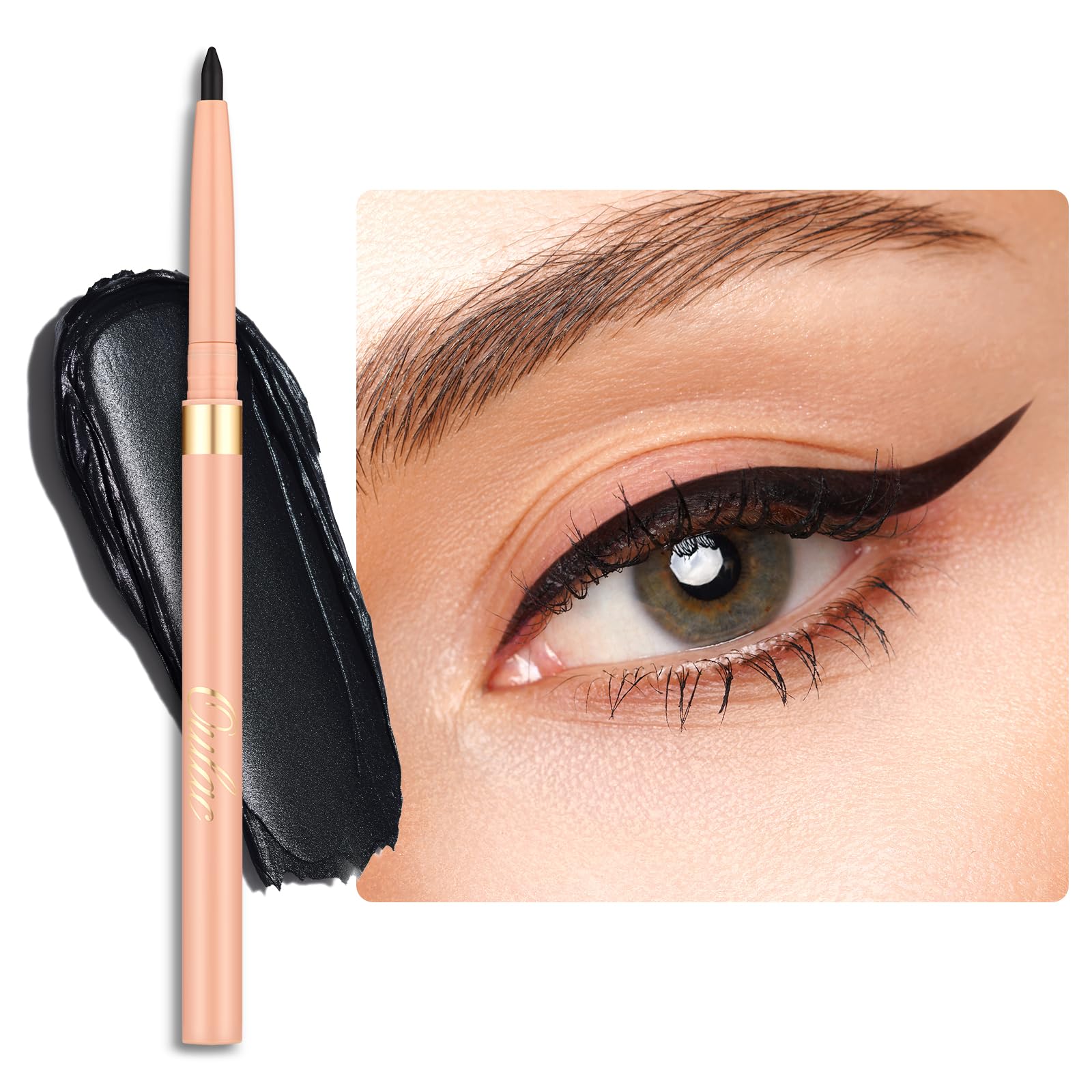 Oulac Black Eyeliner Pencil Waterproof Smudge Proof, Retractable Eye Liner Pen, Smooth and Creamy Eye Makeup for Precision Application Vegan & Cruelty-Free, 01 Noir